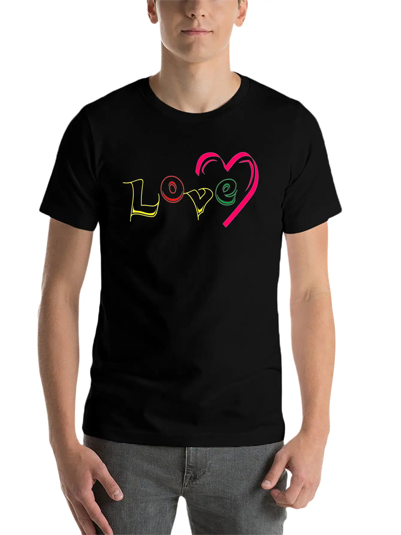New T-shirt Love Writing With Love Ornamen Essential Cotton Tee For Daily Outfits – Unisex Style