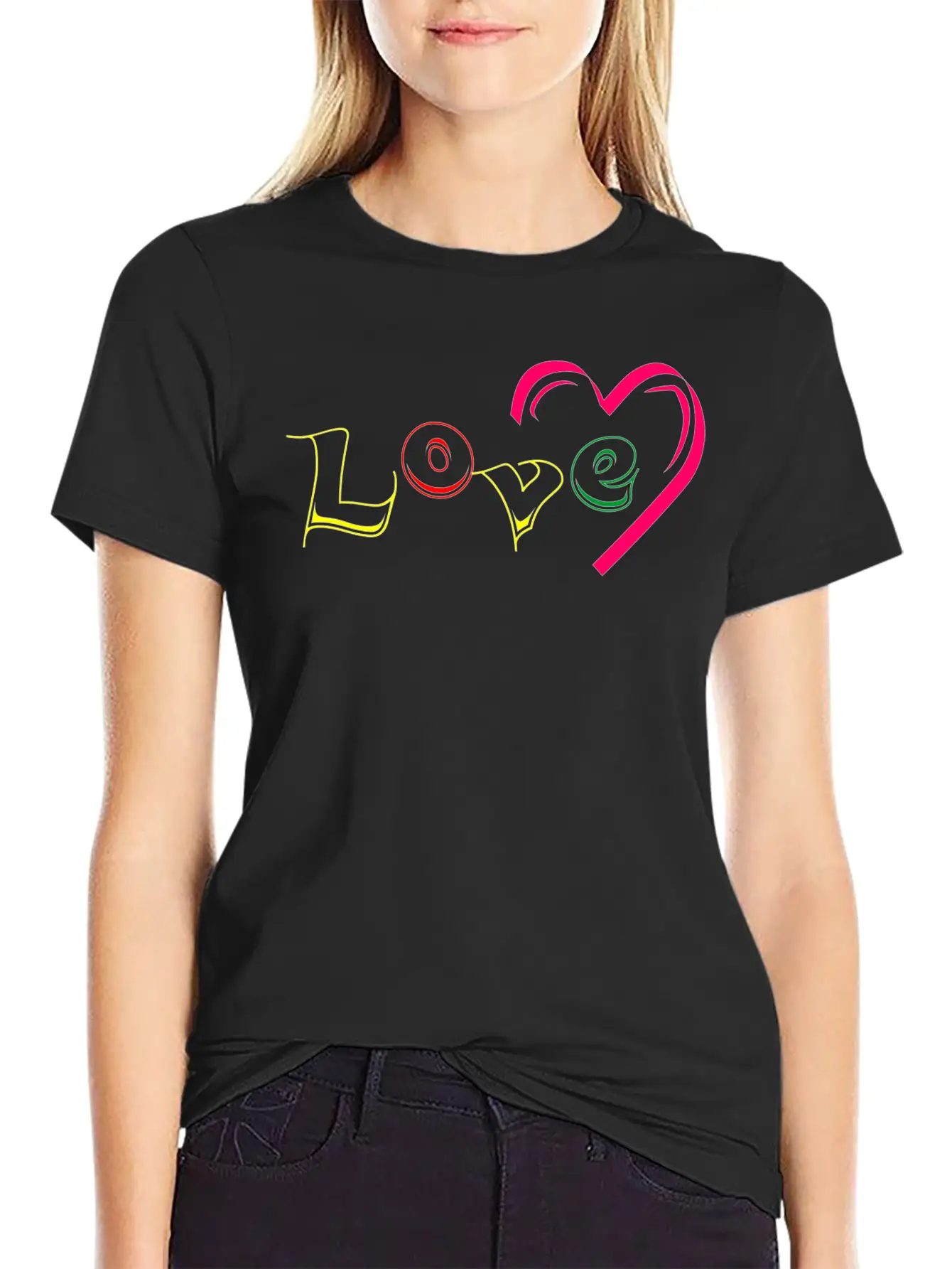 New T-shirt Love Writing With Love Ornamen Essential Cotton Tee For Daily Outfits – Unisex Style
