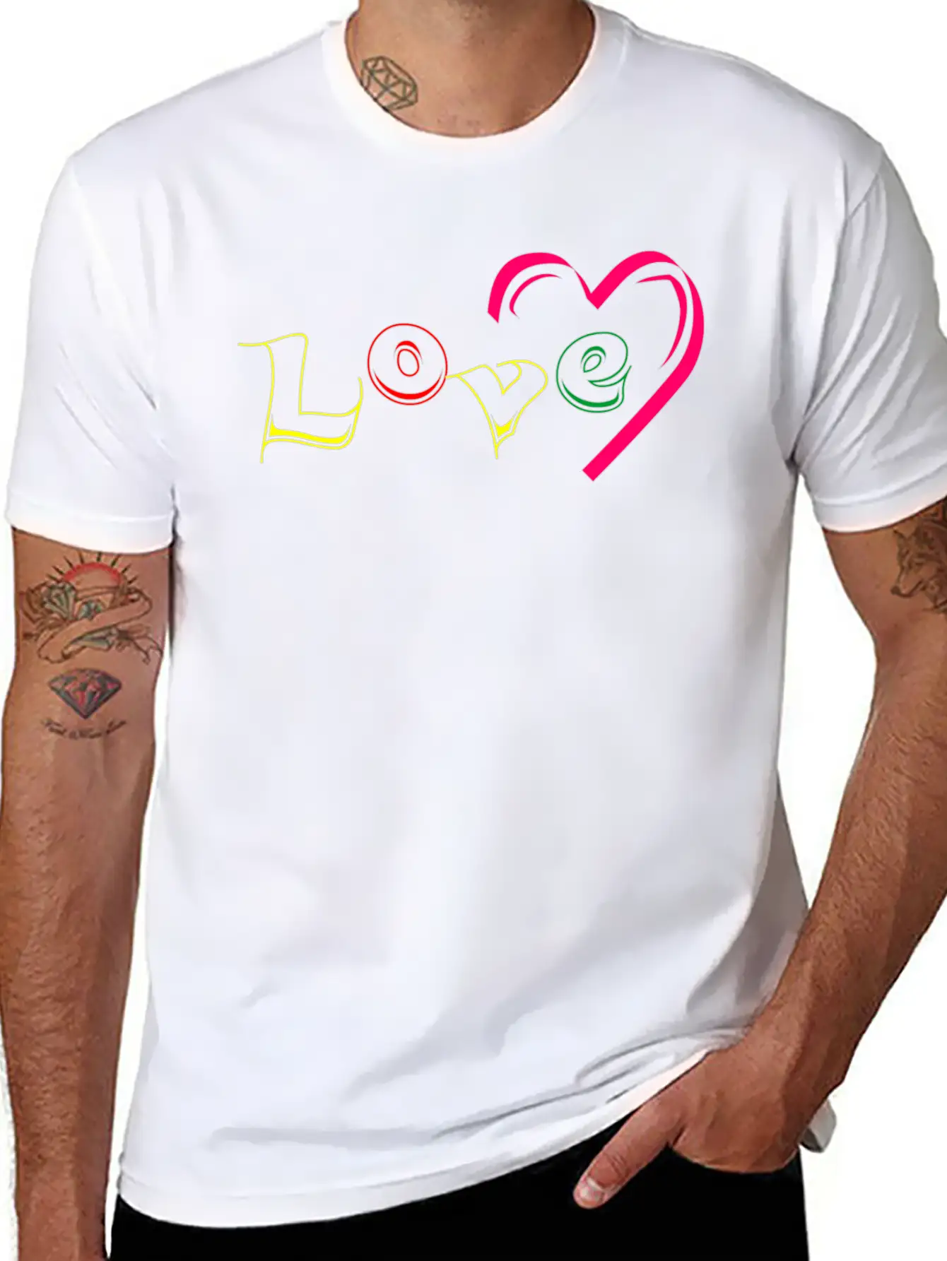 New T-shirt Love Writing With Love Ornamen Essential Cotton Tee For Daily Outfits – Unisex Style