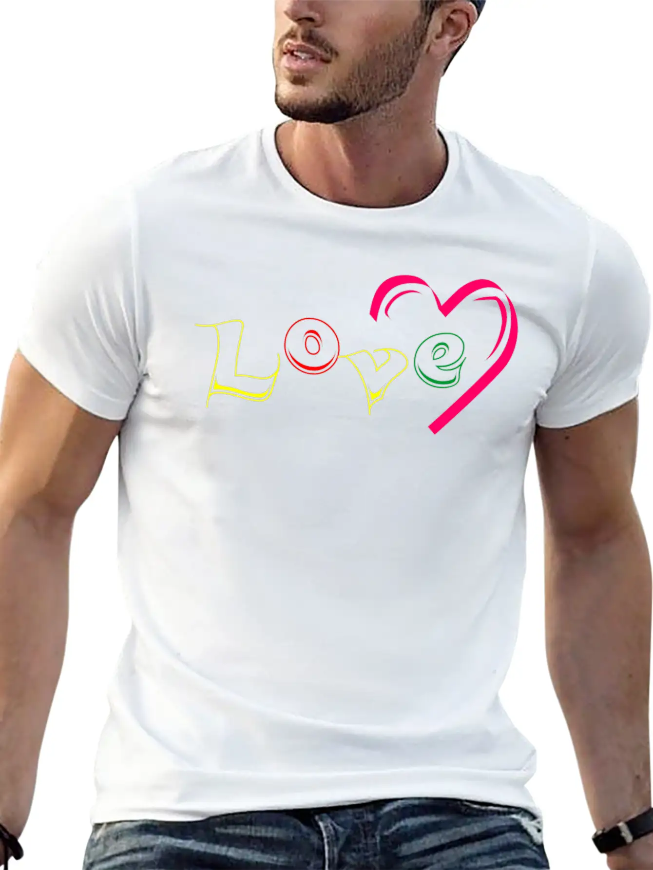 New T-shirt Love Writing With Love Ornamen Essential Cotton Tee For Daily Outfits – Unisex Style