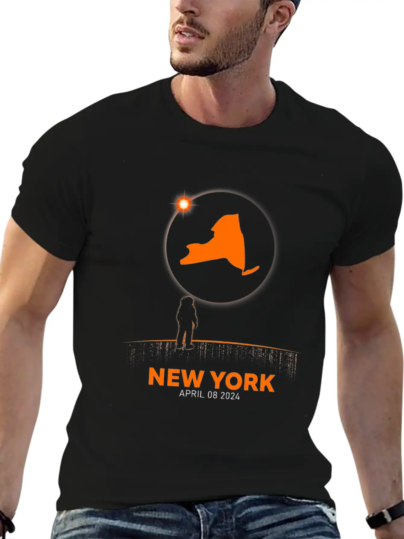 New York Totality Eclipse April 8 2024 Relaxed Everyday Tee – Lightweight And Durable Cotton
