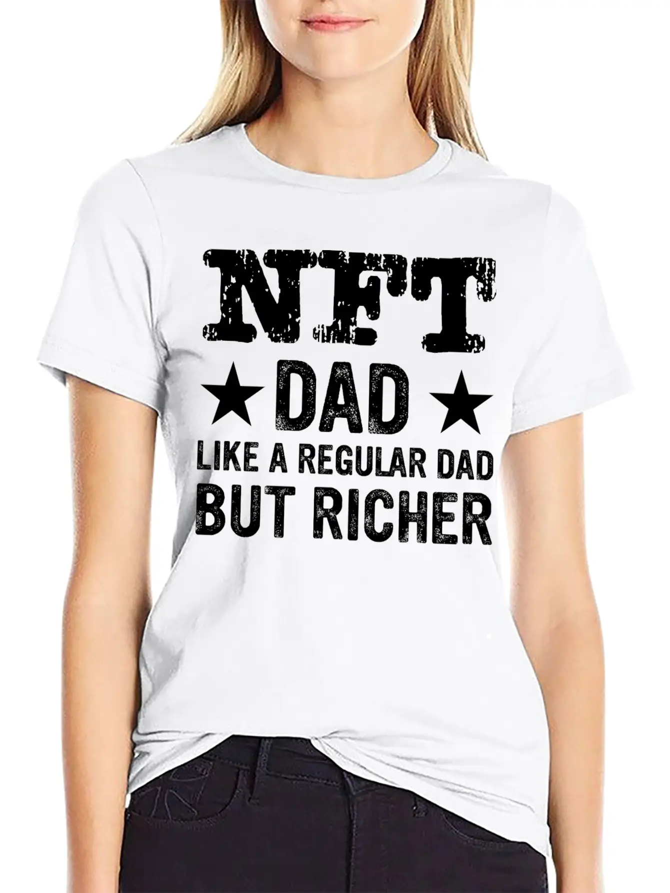 NFT Dad Like A Regular Dad But Richer Crypto Humor Modern Fit Casual T-Shirt – Clean And Versatile Design