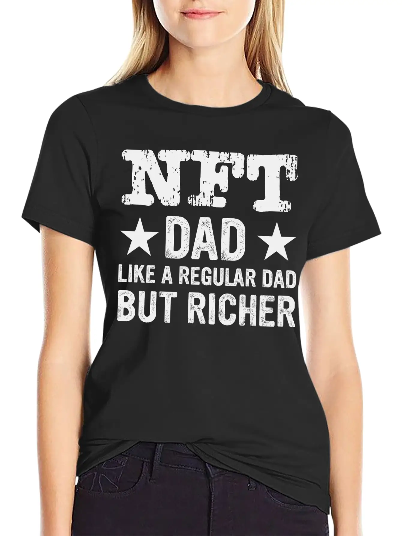 NFT Dad Like A Regular Dad But Richer Crypto Humor Modern Fit Casual T-Shirt – Clean And Versatile Design