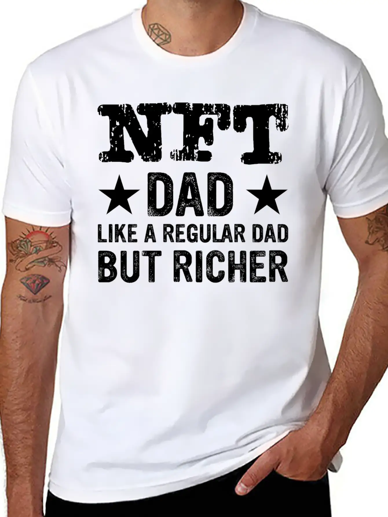 NFT Dad Like A Regular Dad But Richer Crypto Humor Modern Fit Casual T-Shirt – Clean And Versatile Design