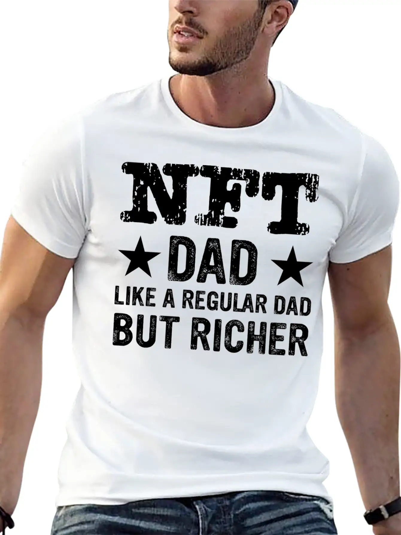 NFT Dad Like A Regular Dad But Richer Crypto Humor Modern Fit Casual T-Shirt – Clean And Versatile Design