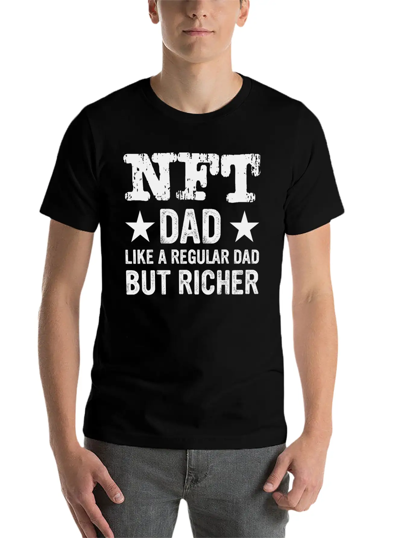 NFT Dad Like A Regular Dad But Richer Crypto Humor Modern Fit Casual T-Shirt – Clean And Versatile Design