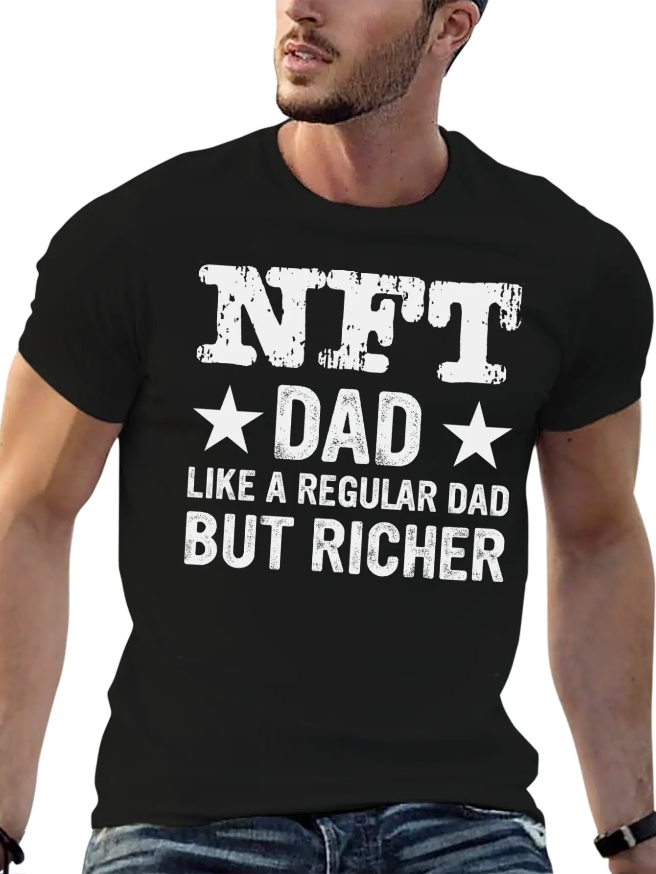 NFT Dad Like A Regular Dad But Richer Crypto Humor Modern Fit Casual T-Shirt – Clean And Versatile Design
