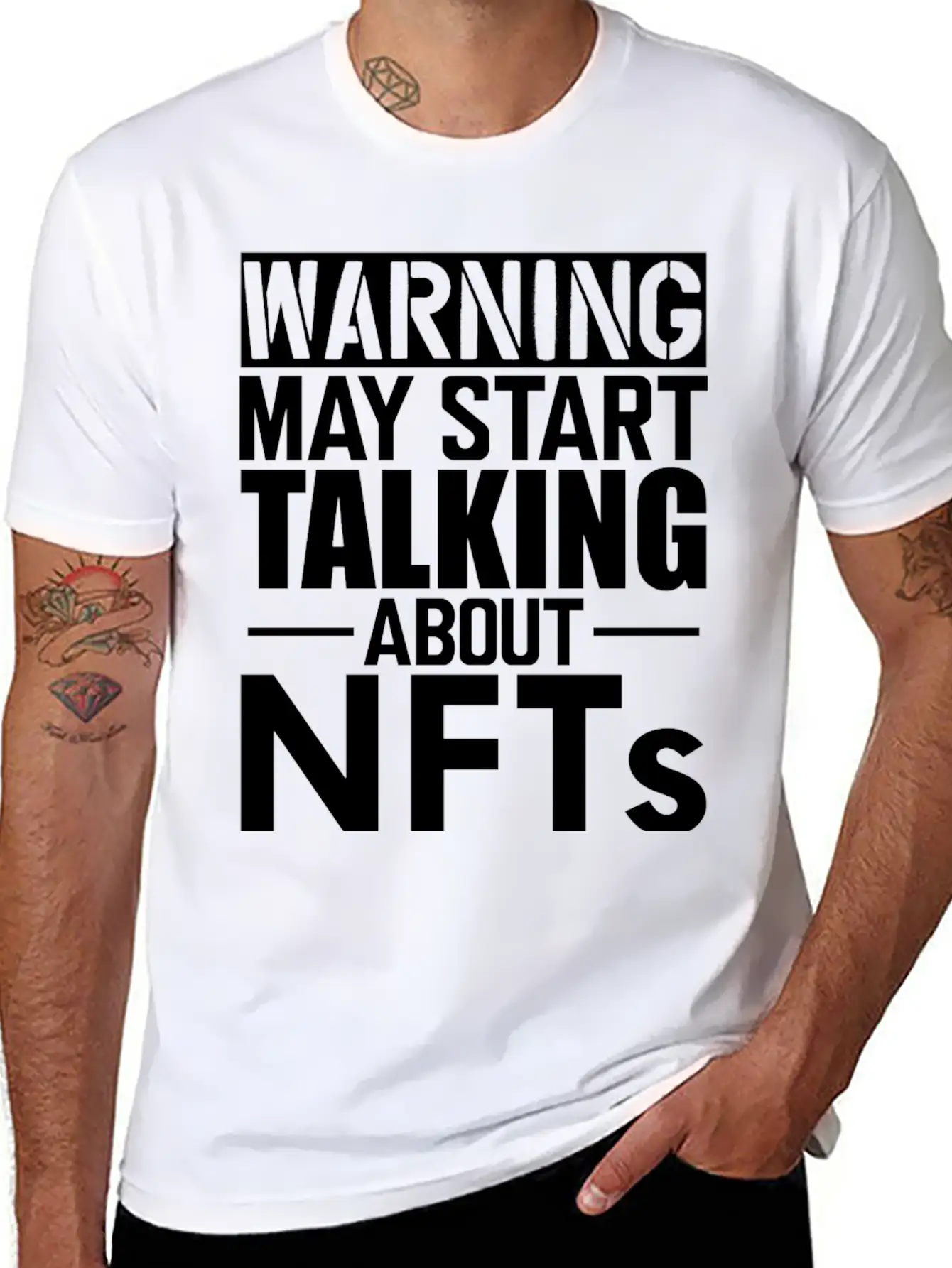 Nft Warning May Start Talking About Nfts Stylish Everyday T-Shirt – Unisex Basic Cotton Tee