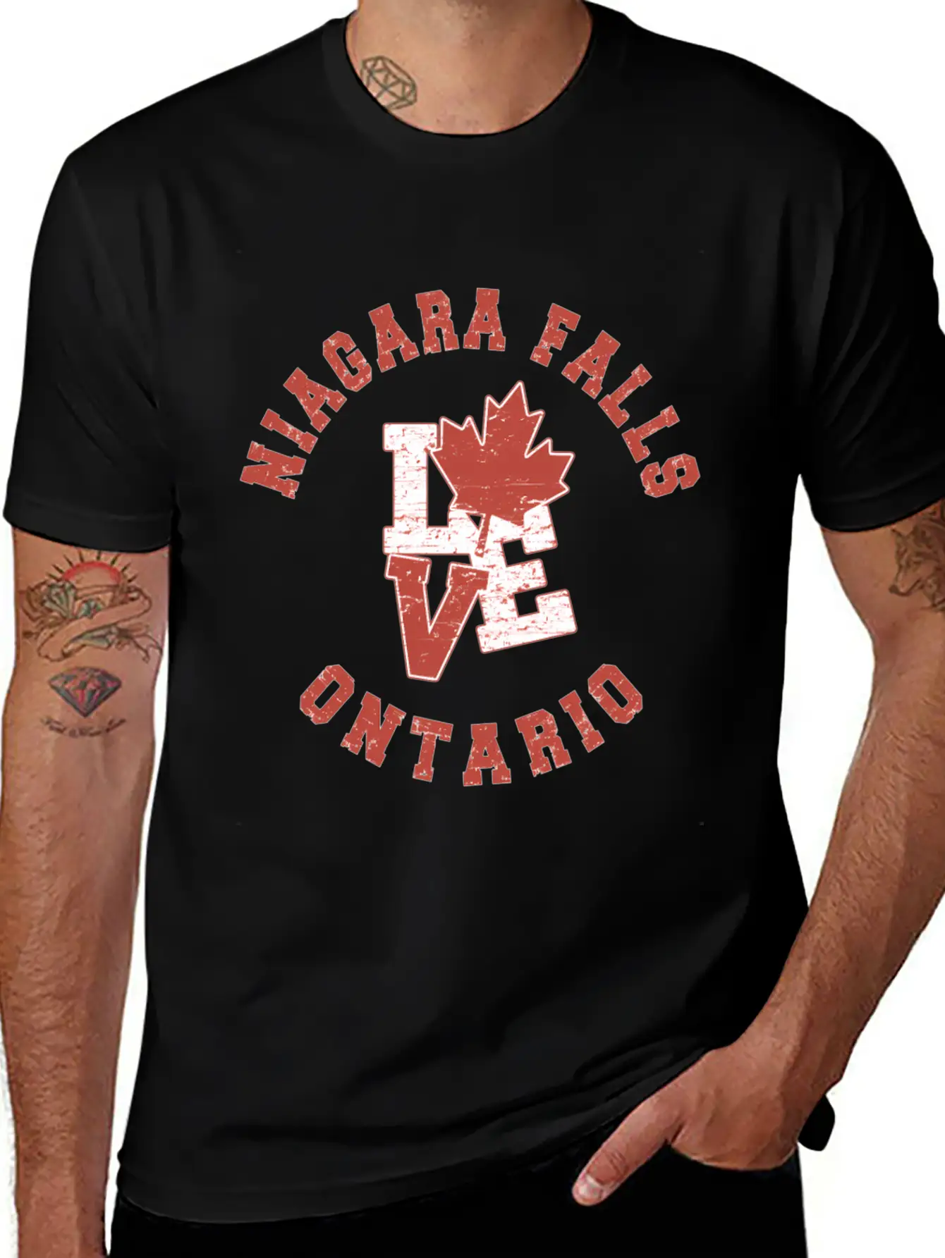 Niagara Falls Ontario Love Canadian Flag Essential Cotton Tee For Daily Outfits – Unisex Style