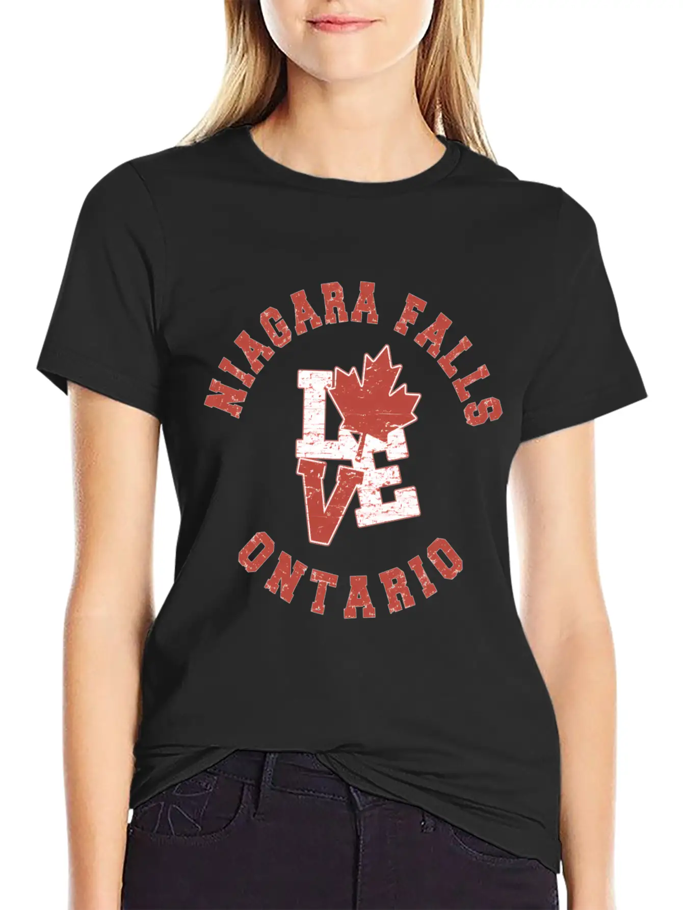 Niagara Falls Ontario Love Canadian Flag Essential Cotton Tee For Daily Outfits – Unisex Style