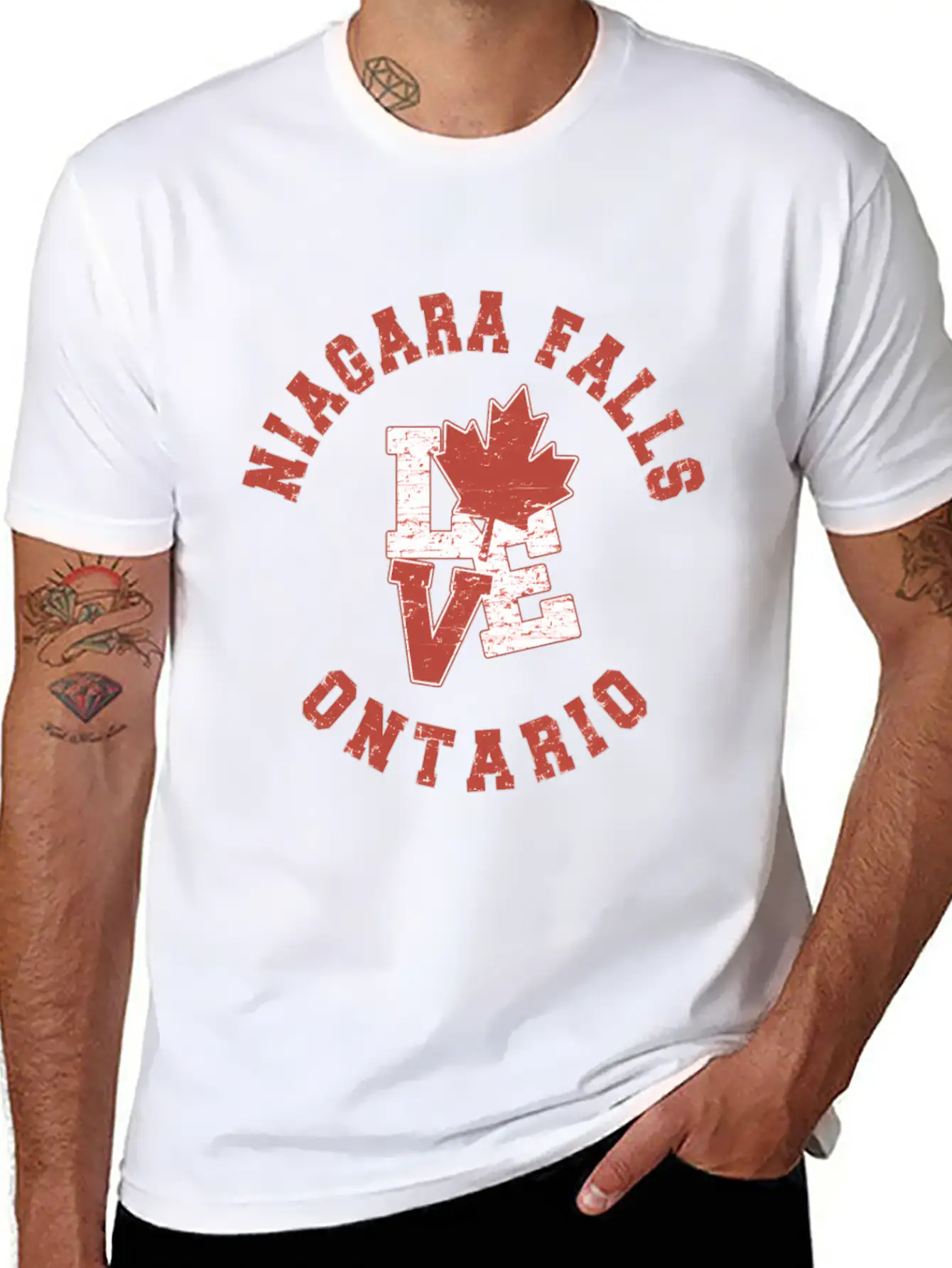 Niagara Falls Ontario Love Canadian Flag Essential Cotton Tee For Daily Outfits – Unisex Style