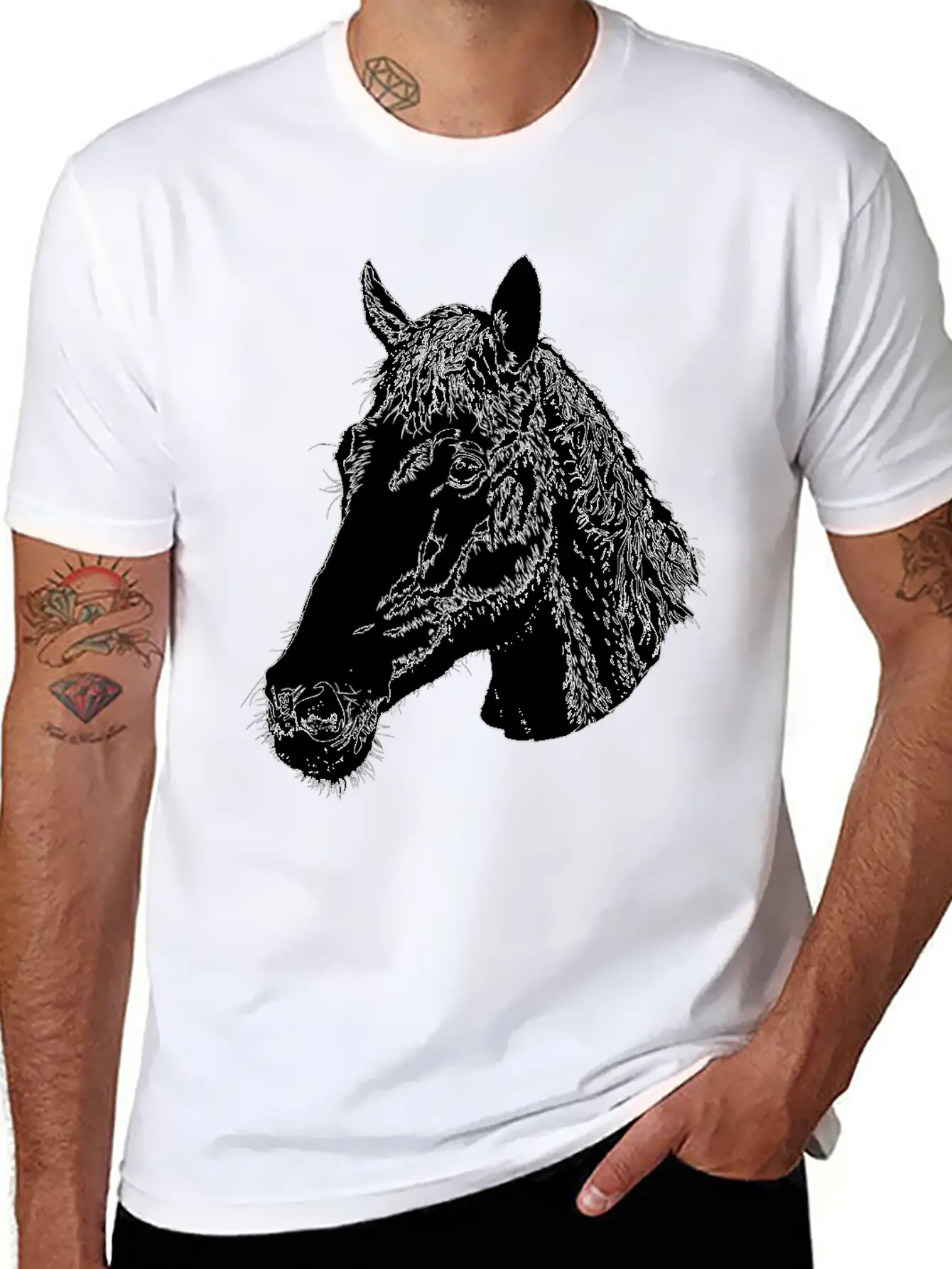 Nice Horse Art Lightweight Cotton T-Shirt – Daily Comfort Graphic Shirt