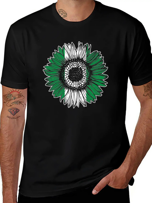Nigeria Flag Sunflower Unisex Casual T-Shirt – Clean Design For Daily Comfort