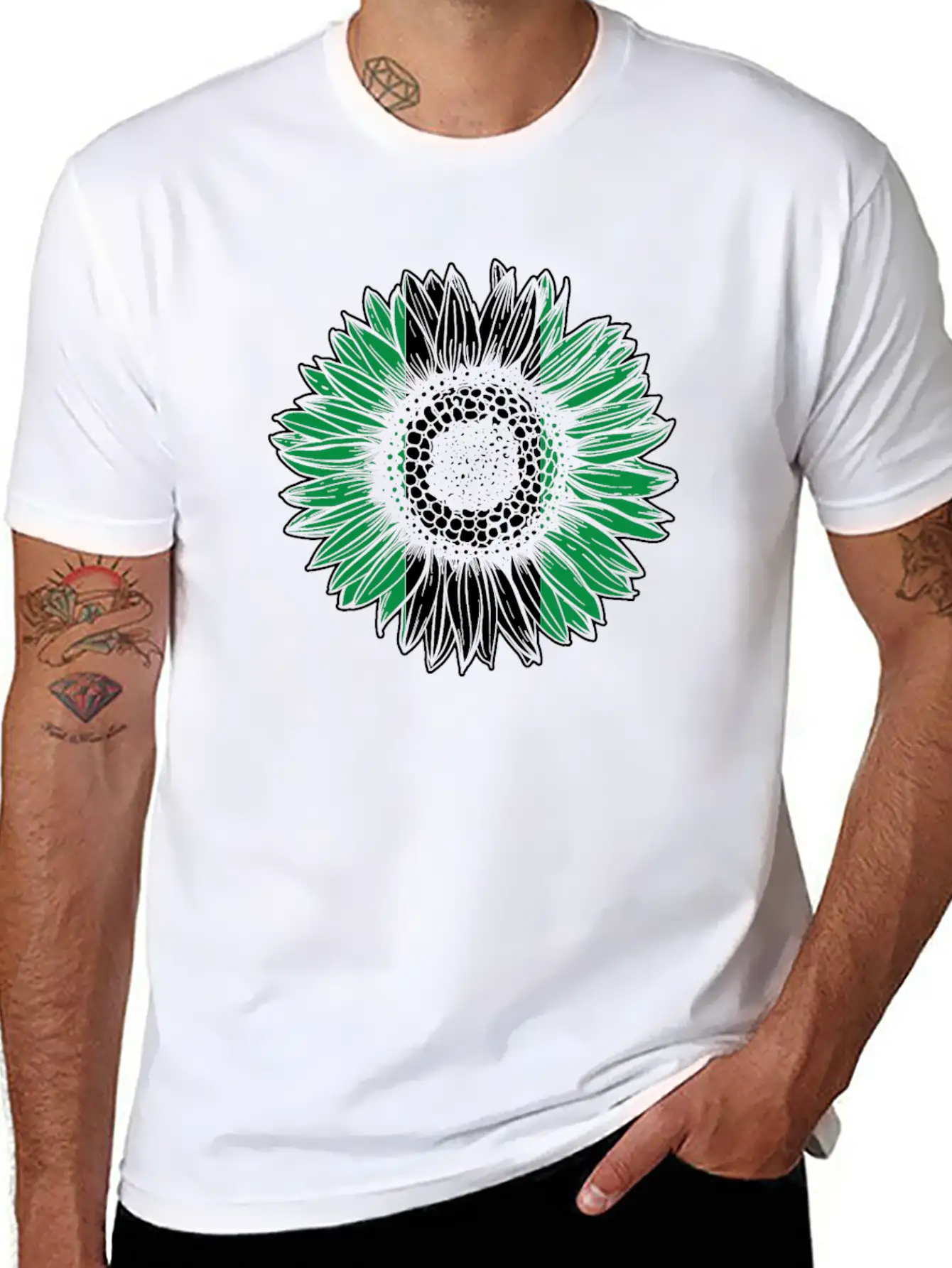 Nigeria Flag Sunflower Unisex Casual T-Shirt – Clean Design For Daily Comfort