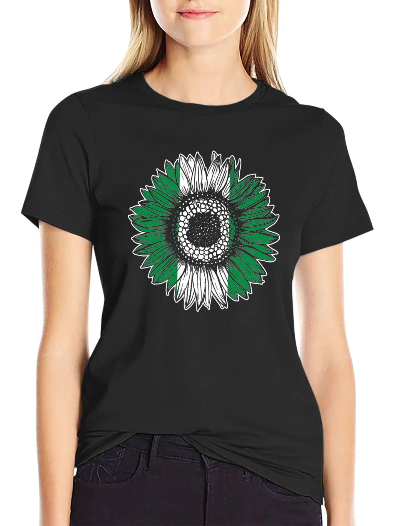 Nigeria Flag Sunflower Unisex Casual T-Shirt – Clean Design For Daily Comfort