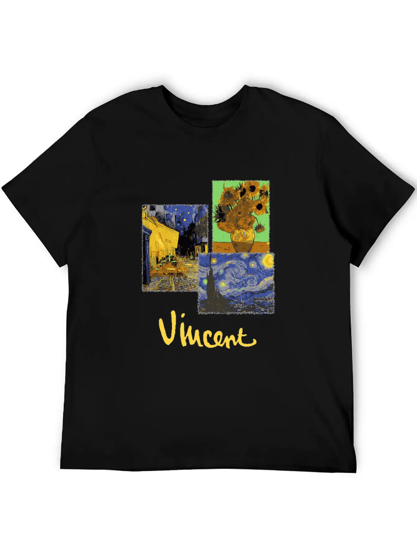 Night Cafe Sunflowers And Starry Night By Vincent Unisex Casual T-Shirt – Clean Design For Daily Comfort