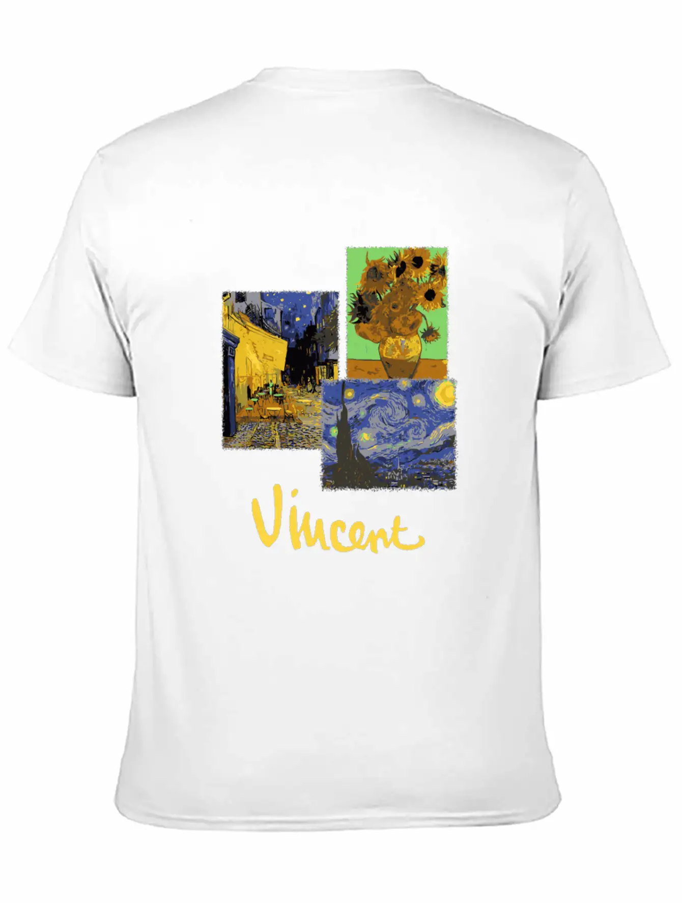 Night Cafe Sunflowers And Starry Night By Vincent Unisex Casual T-Shirt – Clean Design For Daily Comfort