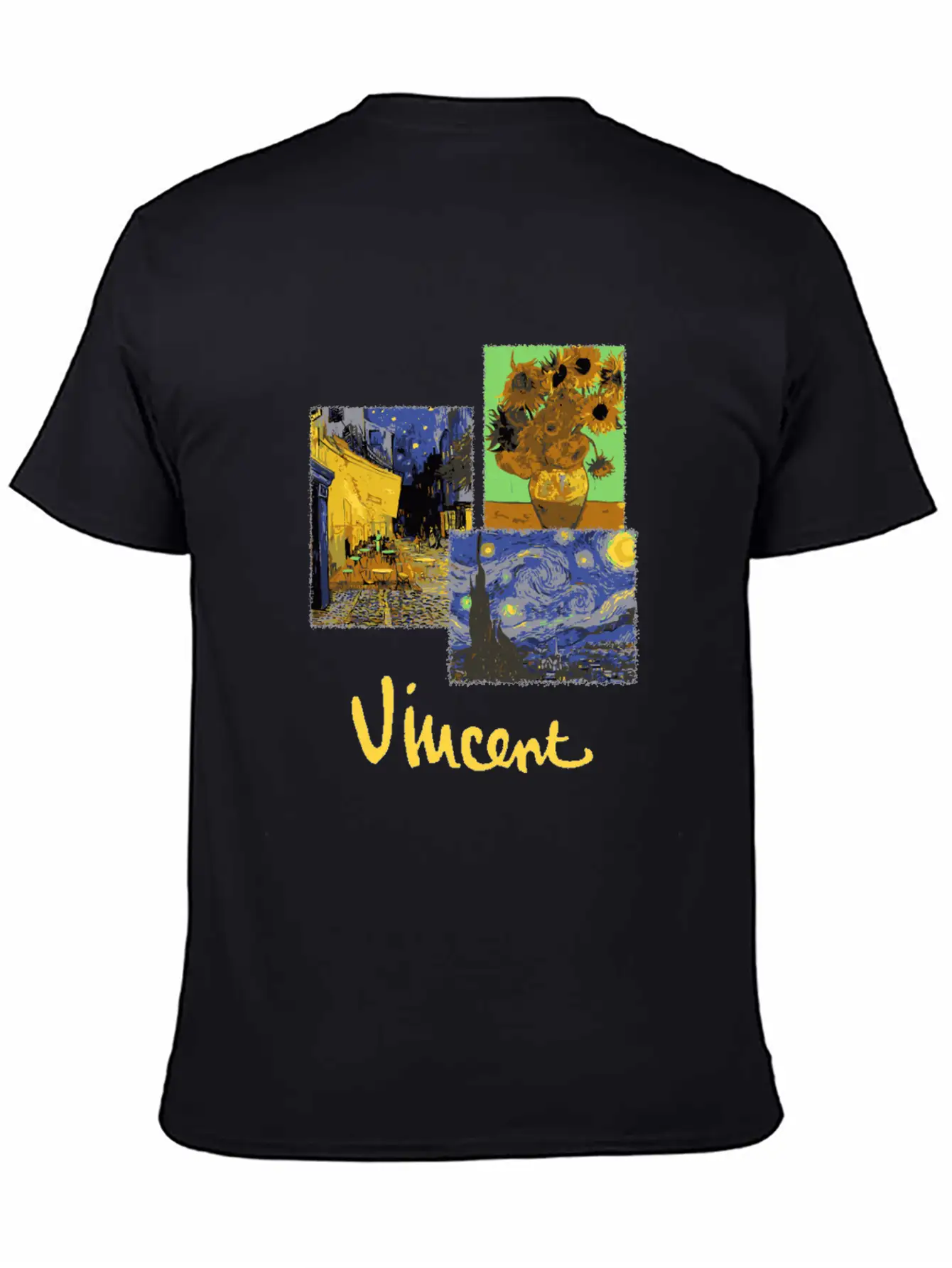 Night Cafe Sunflowers And Starry Night By Vincent Unisex Casual T-Shirt – Clean Design For Daily Comfort