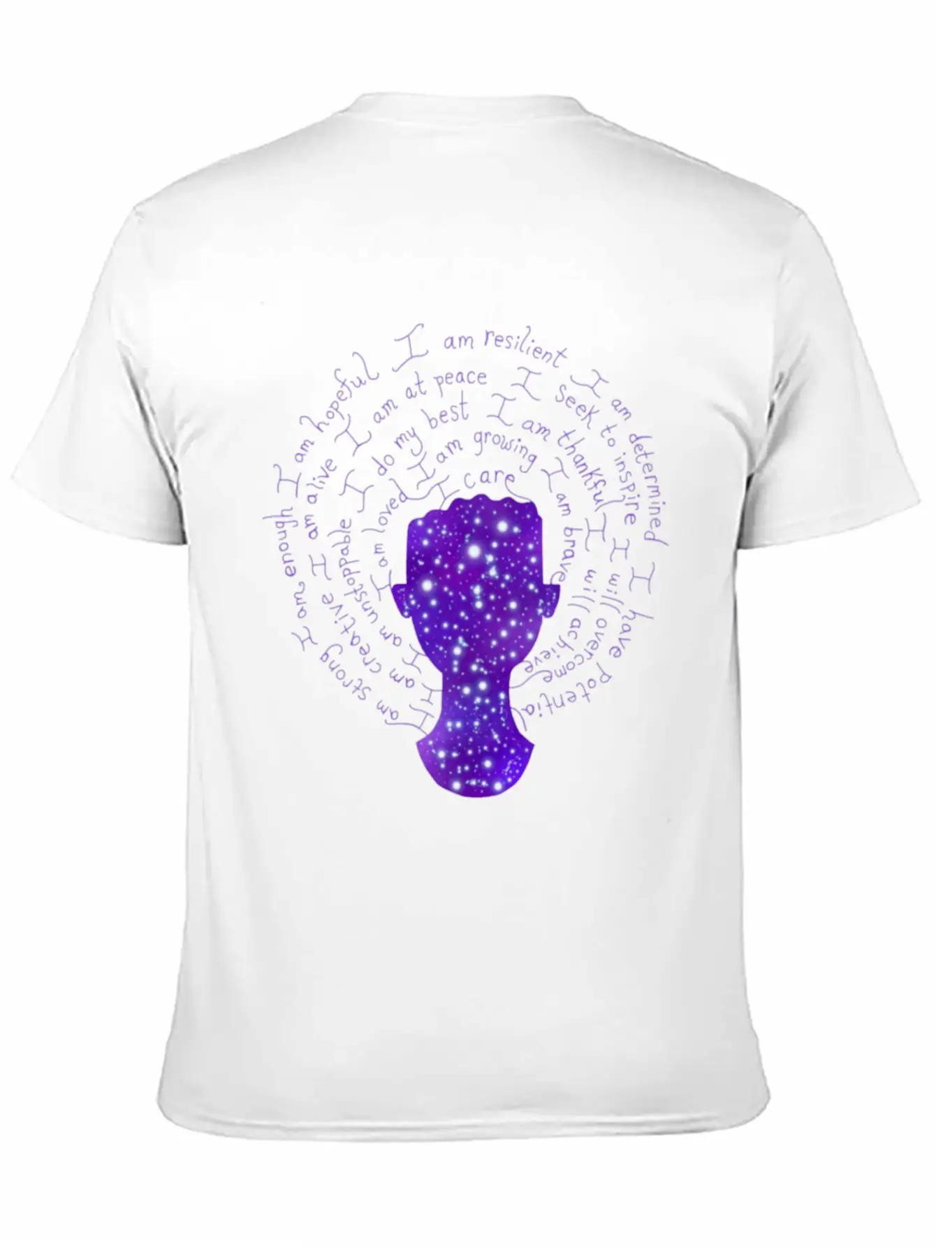 Night Galaxy Positive Mantras Female Silhouette Relaxed Everyday Tee – Lightweight And Durable Cotton