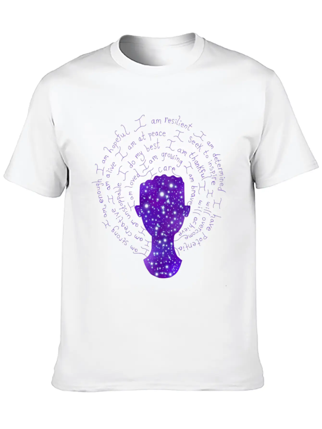 Night Galaxy Positive Mantras Female Silhouette Relaxed Everyday Tee – Lightweight And Durable Cotton