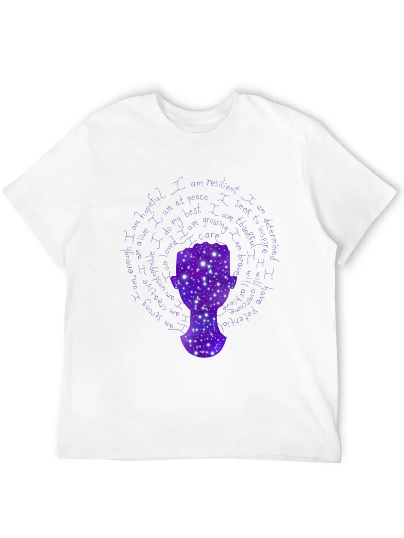Night Galaxy Positive Mantras Female Silhouette Relaxed Everyday Tee – Lightweight And Durable Cotton