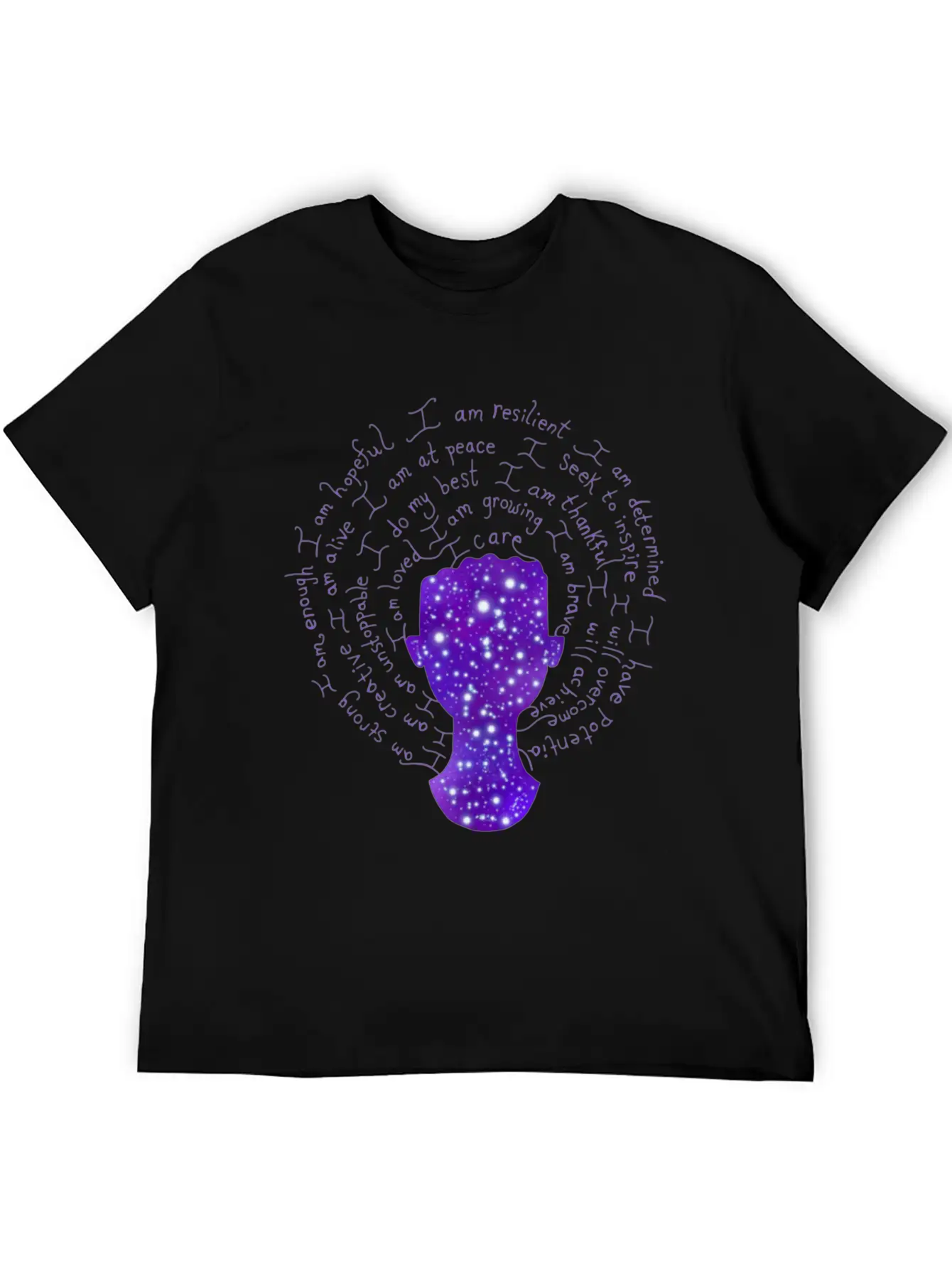 Night Galaxy Positive Mantras Female Silhouette Relaxed Everyday Tee – Lightweight And Durable Cotton