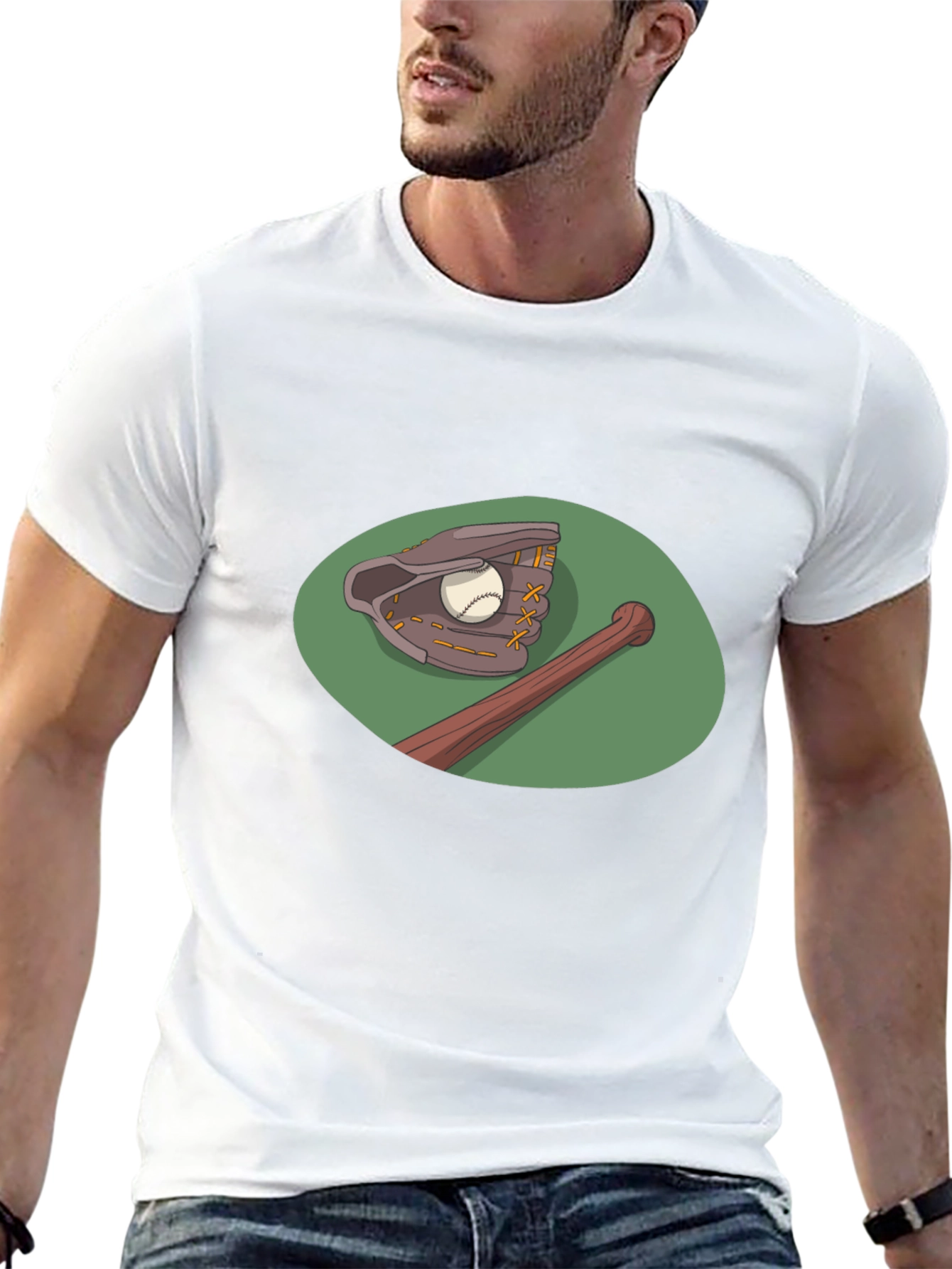 Baseball T-Shirt: Glove & Bat Graphic Tee