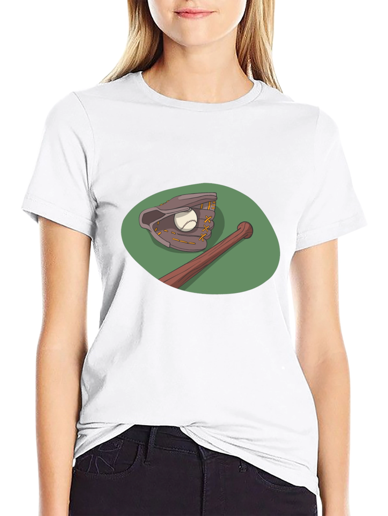 Baseball T-Shirt: Glove & Bat Graphic Tee
