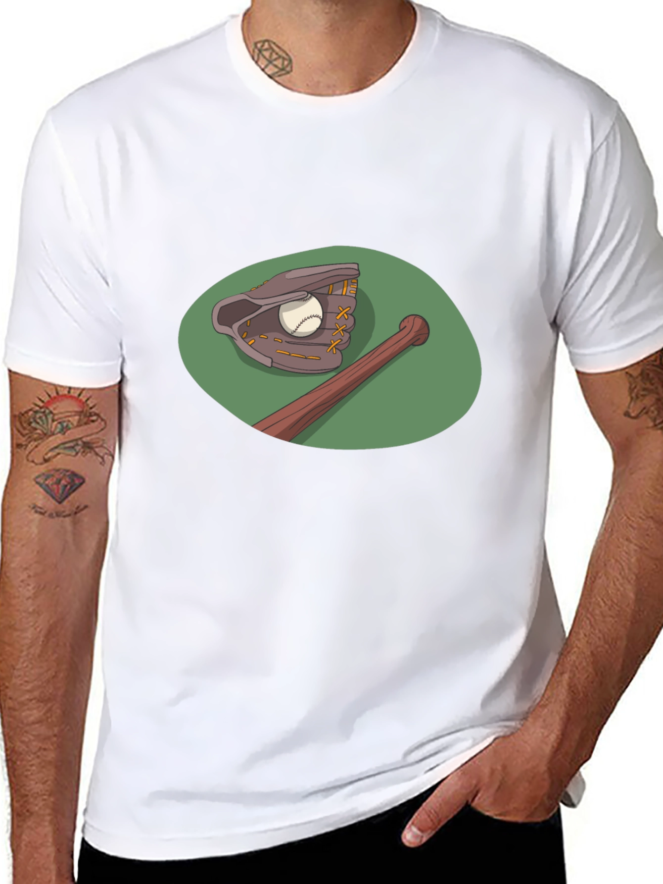 Baseball T-Shirt: Glove & Bat Graphic Tee