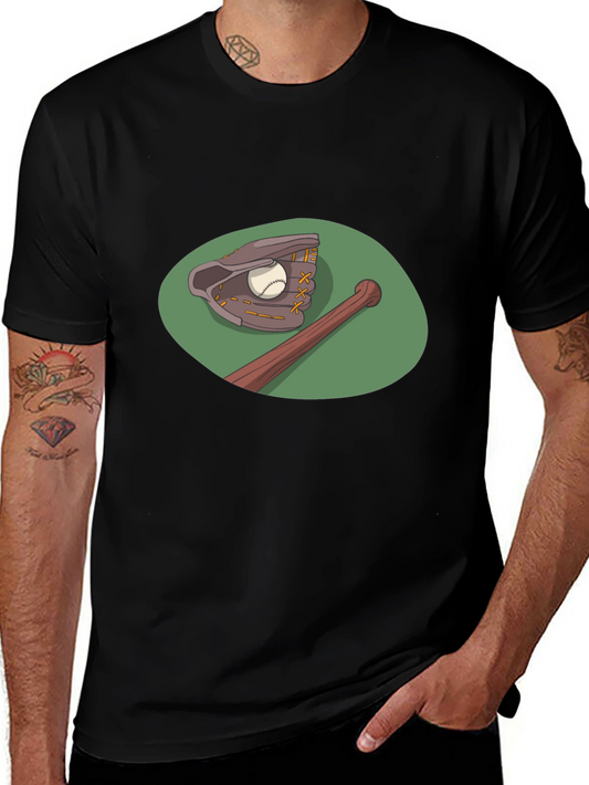 Baseball T-Shirt: Glove & Bat Graphic Tee