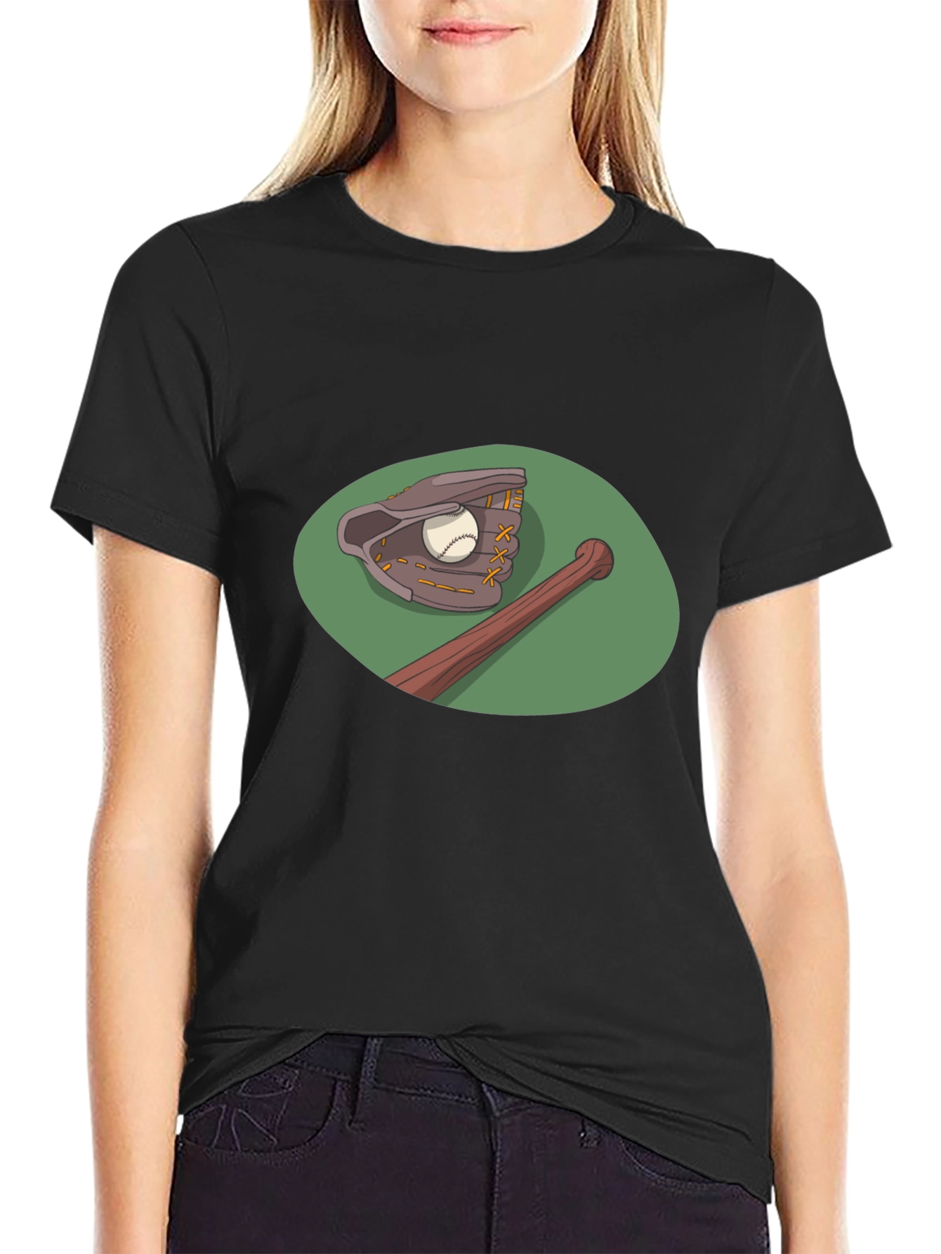Baseball T-Shirt: Glove & Bat Graphic Tee