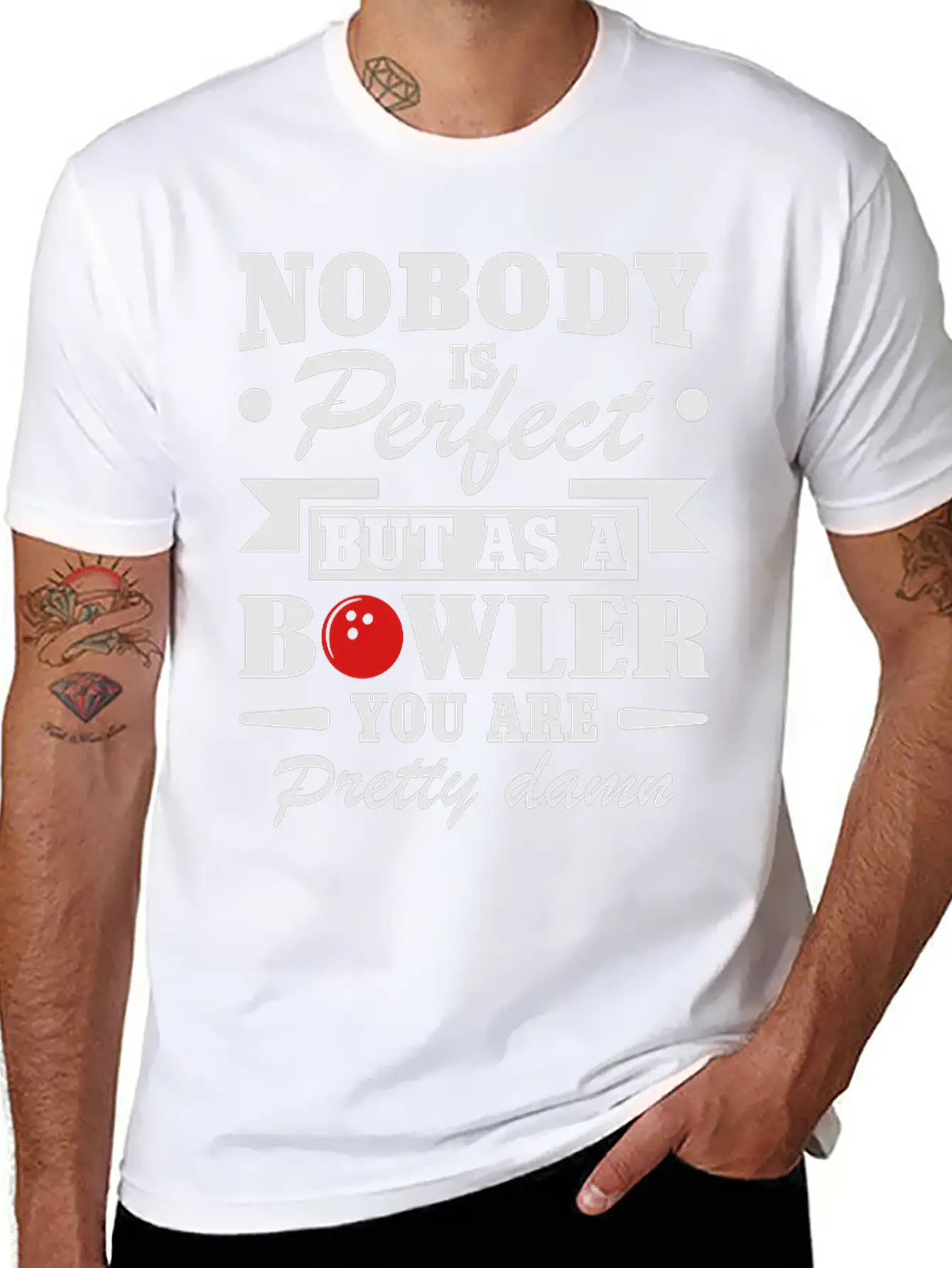 No Body Is Perfect But As Bowling Essential Cotton Tee For Daily Outfits – Unisex Style