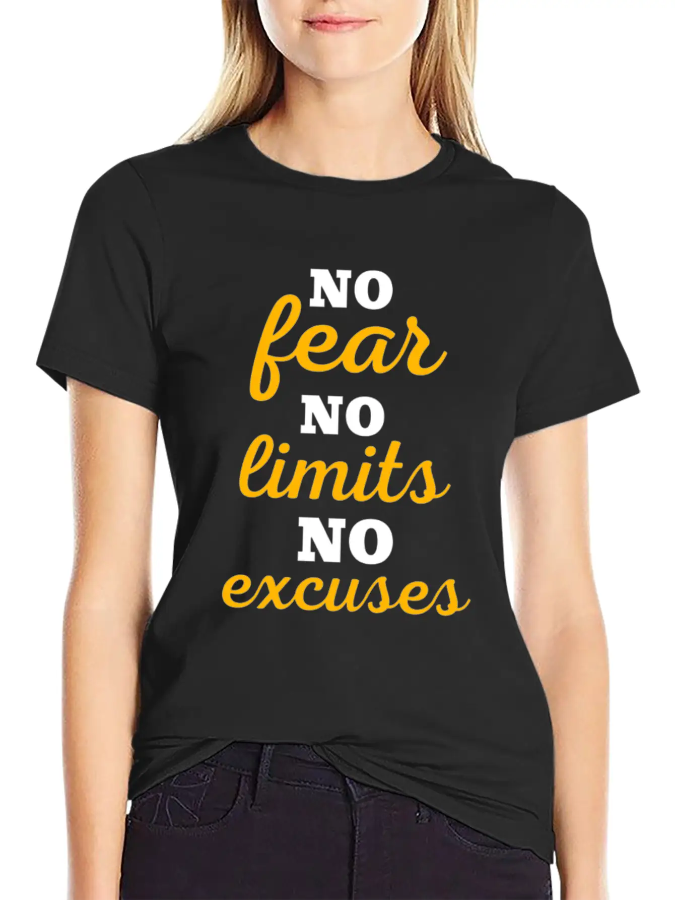 No Fear No Limits No Excuses - Workout Lightweight Cotton T-Shirt – Daily Comfort Graphic Shirt