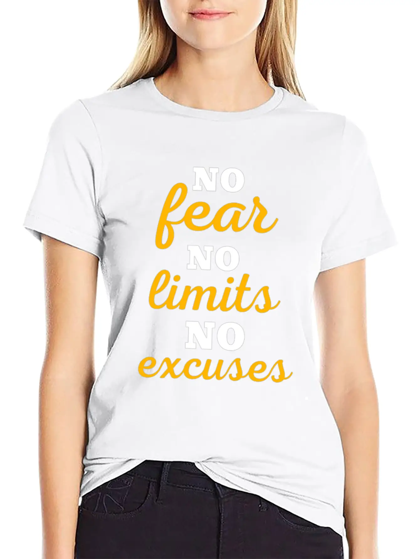 No Fear No Limits No Excuses - Workout Lightweight Cotton T-Shirt – Daily Comfort Graphic Shirt