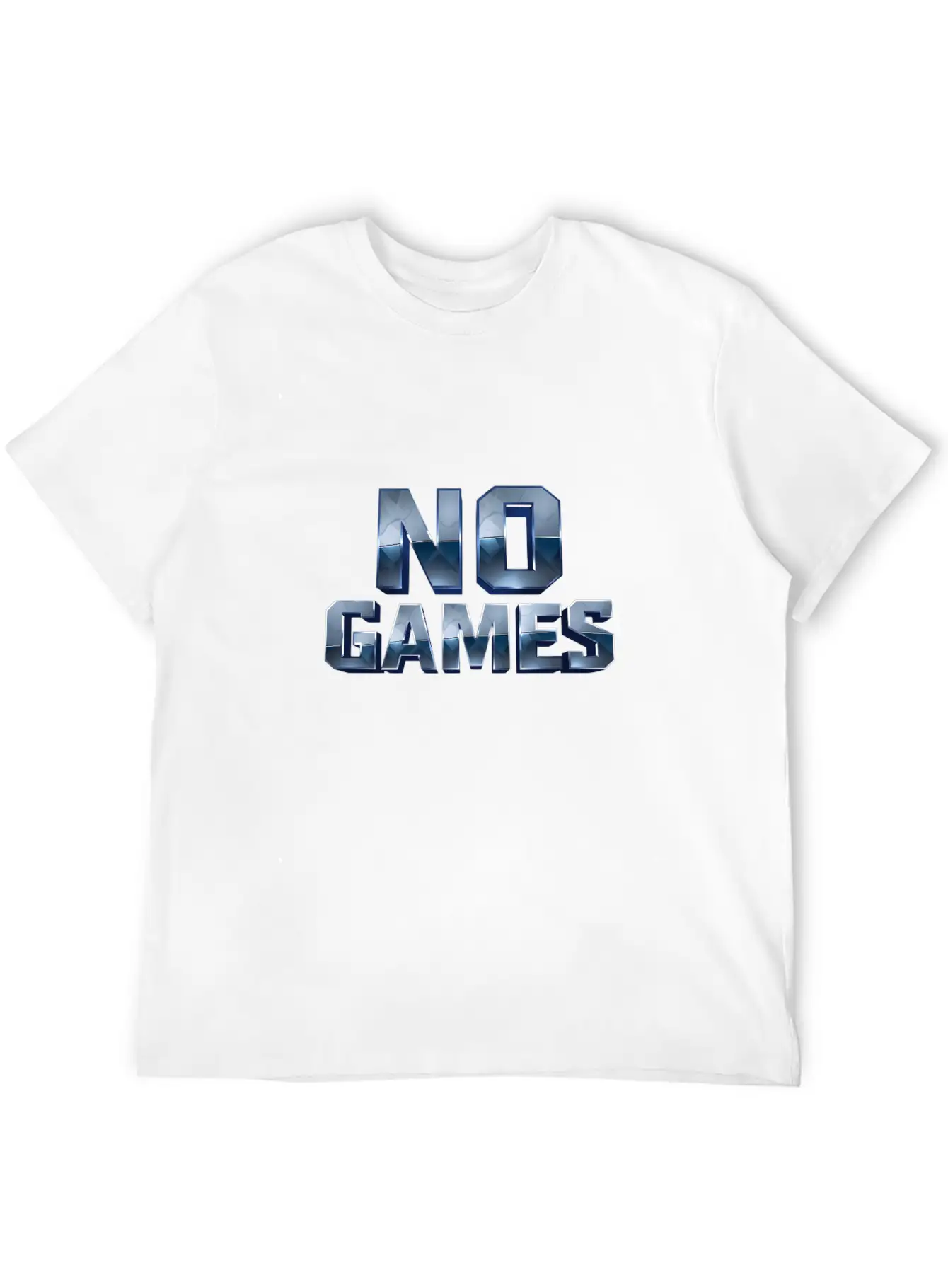 No Games - 3D Metallic Text Design Lightweight Cotton T-Shirt – Daily Comfort Graphic Shirt