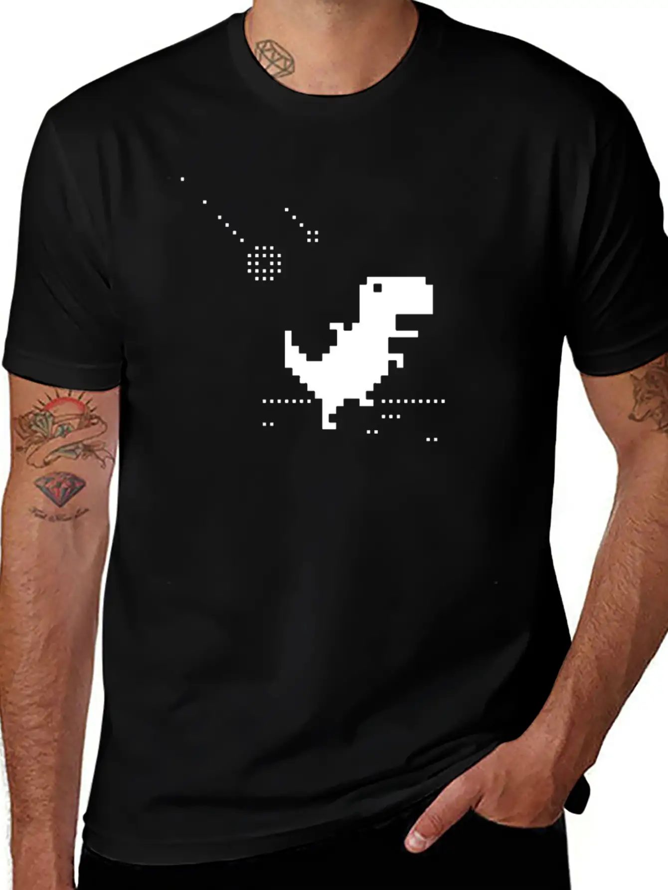 No Internet T-rex Pixel Meteor Funny Nerd Offline Essential Cotton Tee For Daily Outfits – Unisex Style
