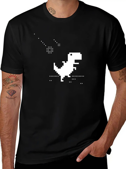 No Internet T-rex Pixel Meteor Funny Nerd Offline Essential Cotton Tee For Daily Outfits – Unisex Style