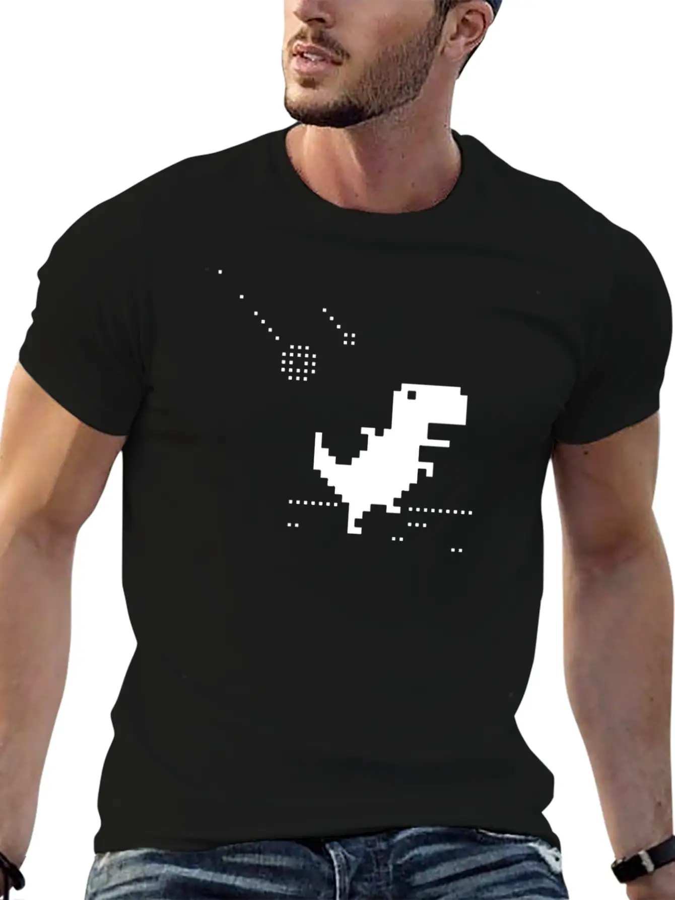 No Internet T-rex Pixel Meteor Funny Nerd Offline Essential Cotton Tee For Daily Outfits – Unisex Style