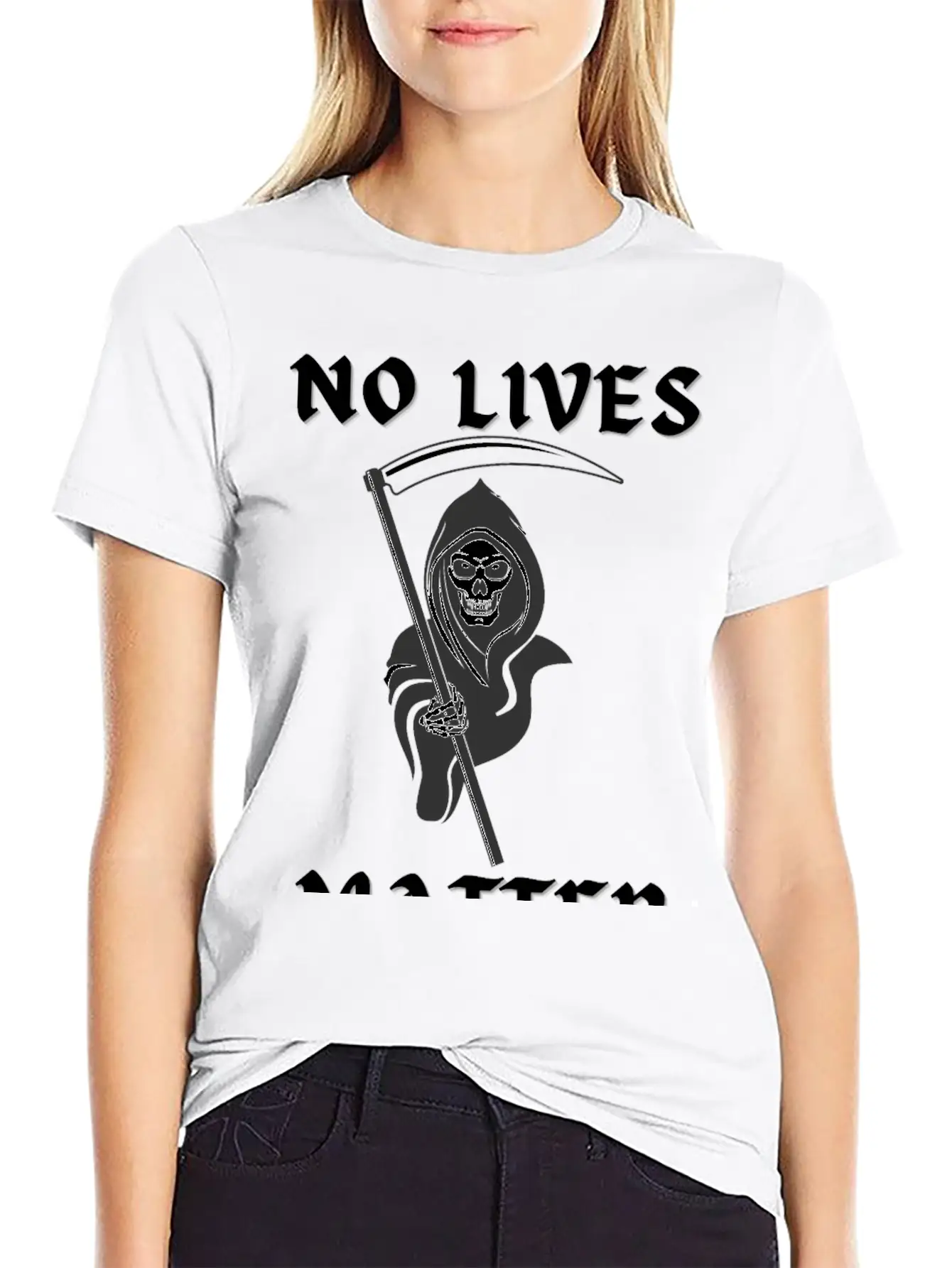 NO LIVES MATTER Grim Reaper Death Stylish Everyday T-Shirt – Unisex Basic Cotton Tee