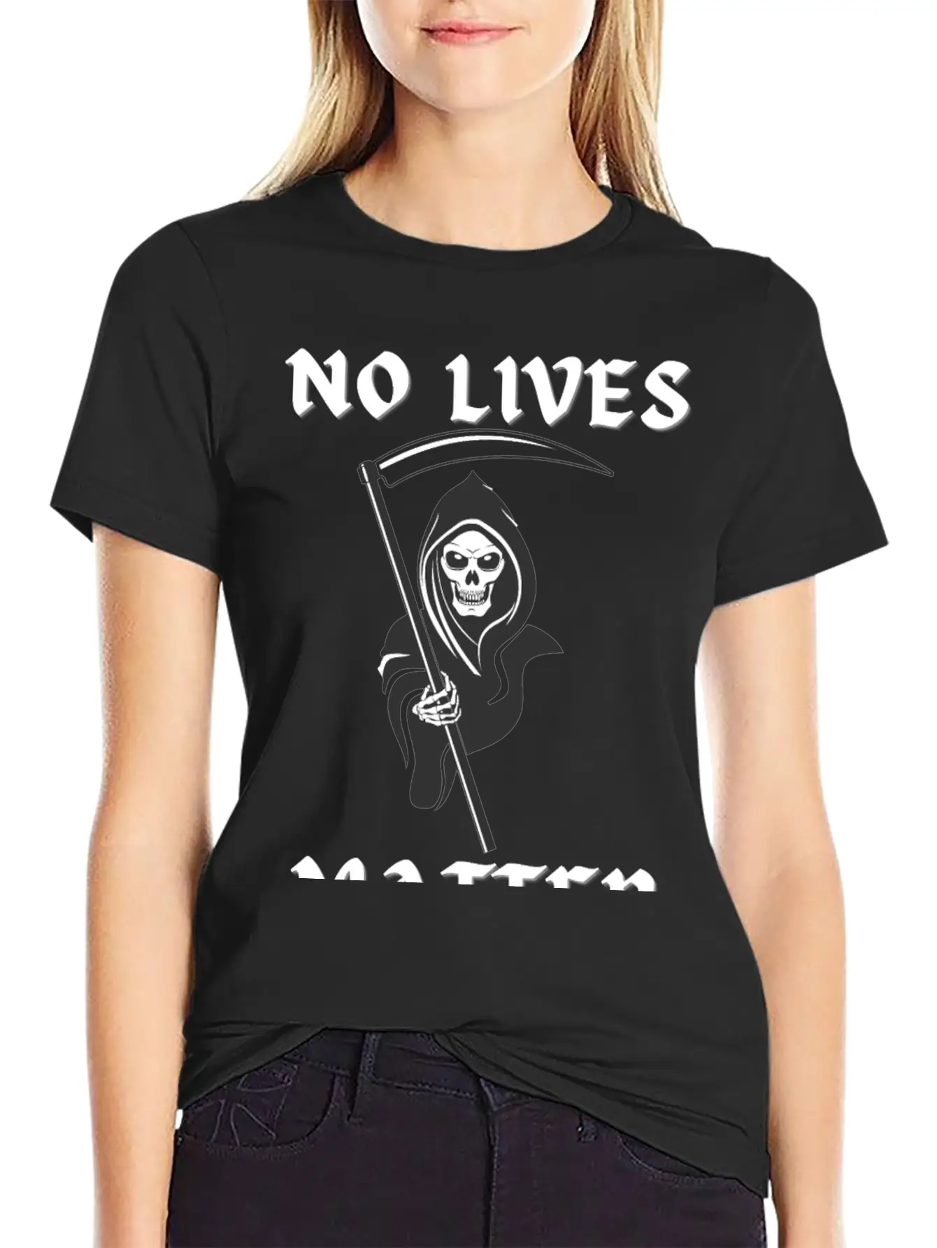 NO LIVES MATTER Grim Reaper Death Stylish Everyday T-Shirt – Unisex Basic Cotton Tee