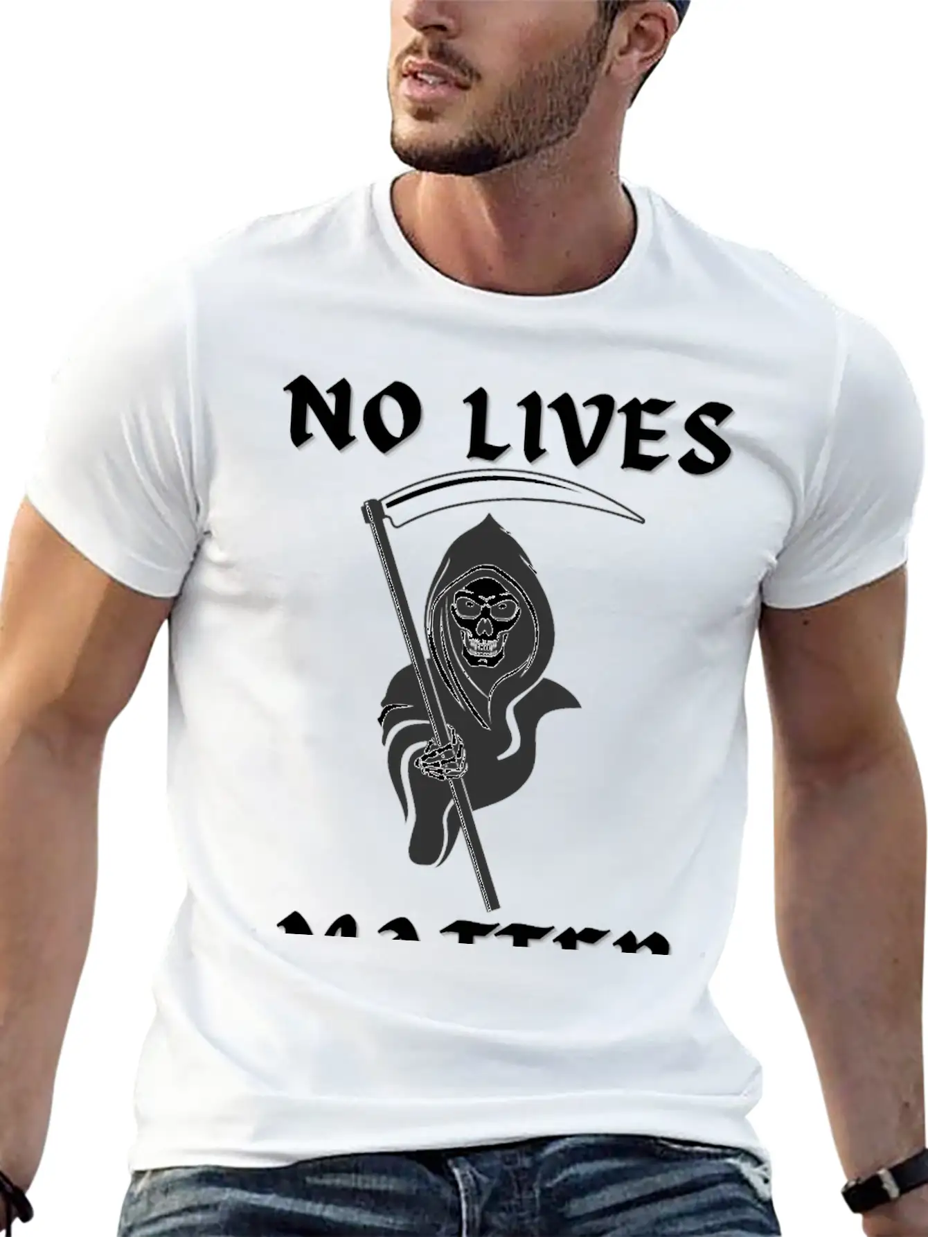 NO LIVES MATTER Grim Reaper Death Stylish Everyday T-Shirt – Unisex Basic Cotton Tee