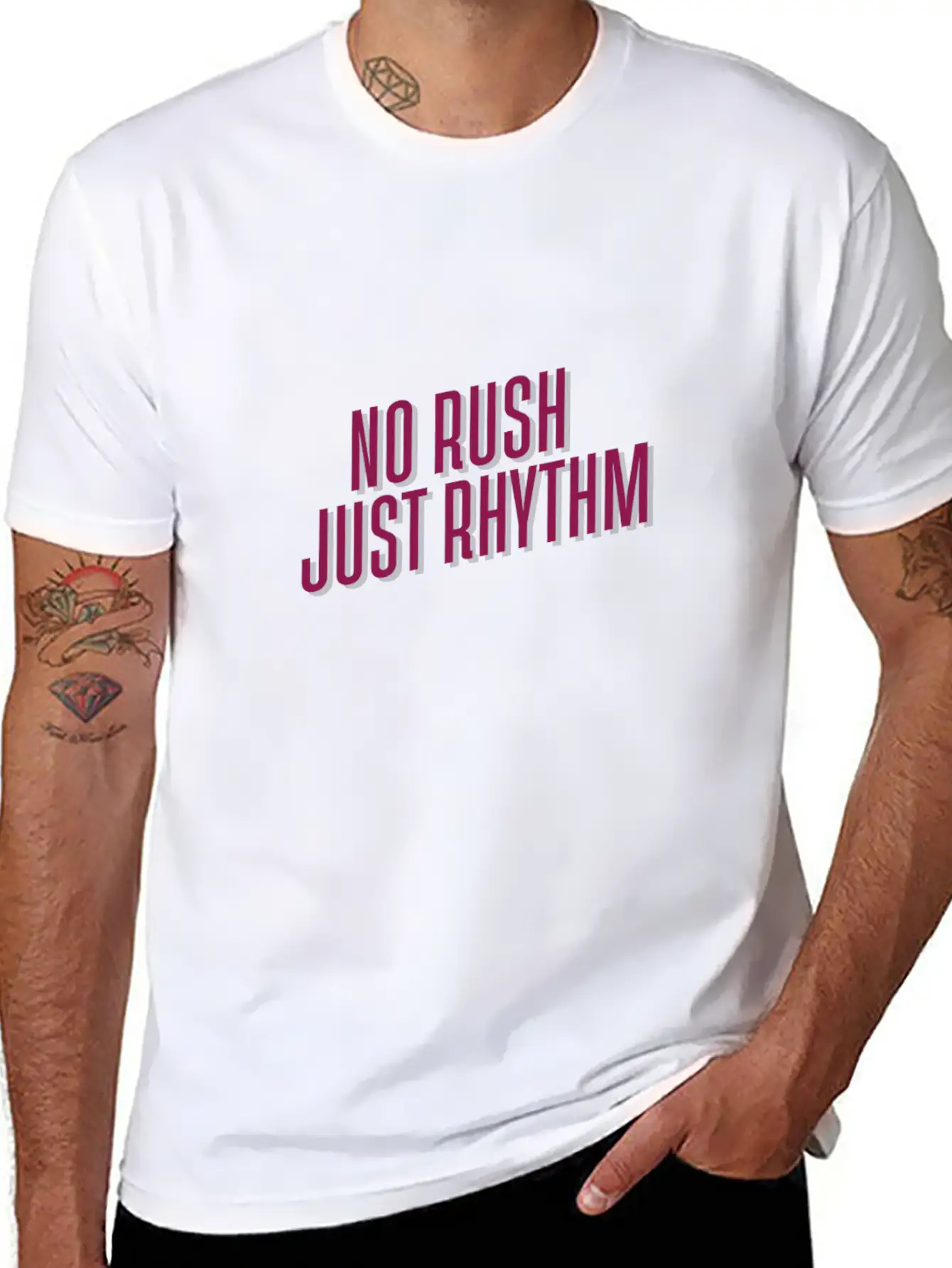 No Rush Just Rhythm Lightweight Cotton T-Shirt – Daily Comfort Graphic Shirt
