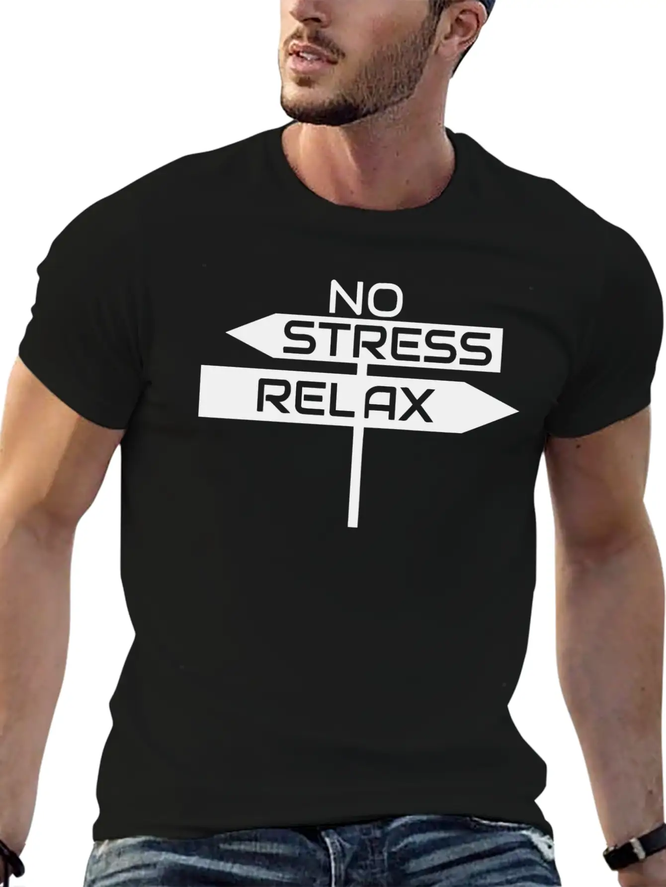No Stress RELAX Lightweight Cotton T-Shirt – Daily Comfort Graphic Shirt