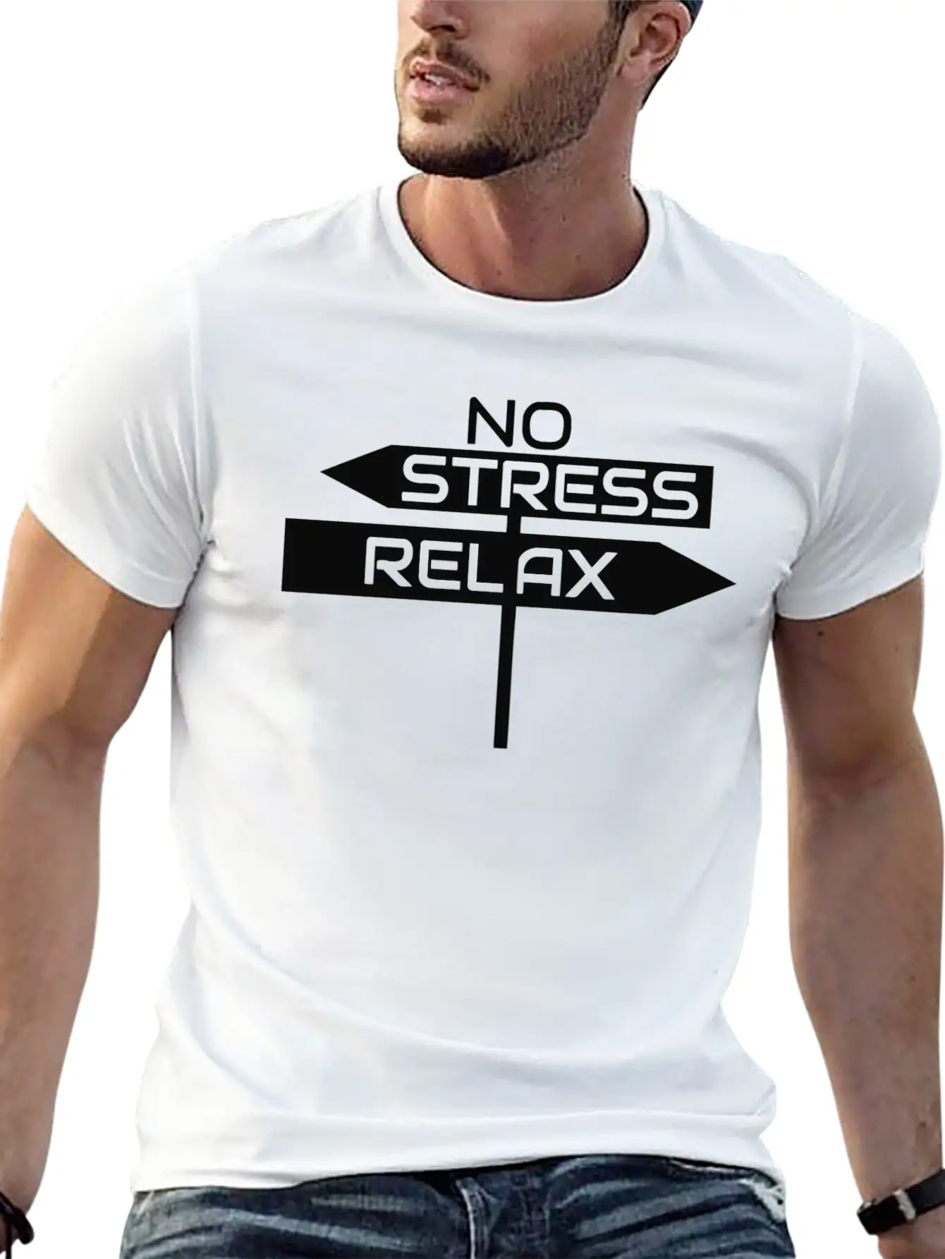 No Stress RELAX Lightweight Cotton T-Shirt – Daily Comfort Graphic Shirt