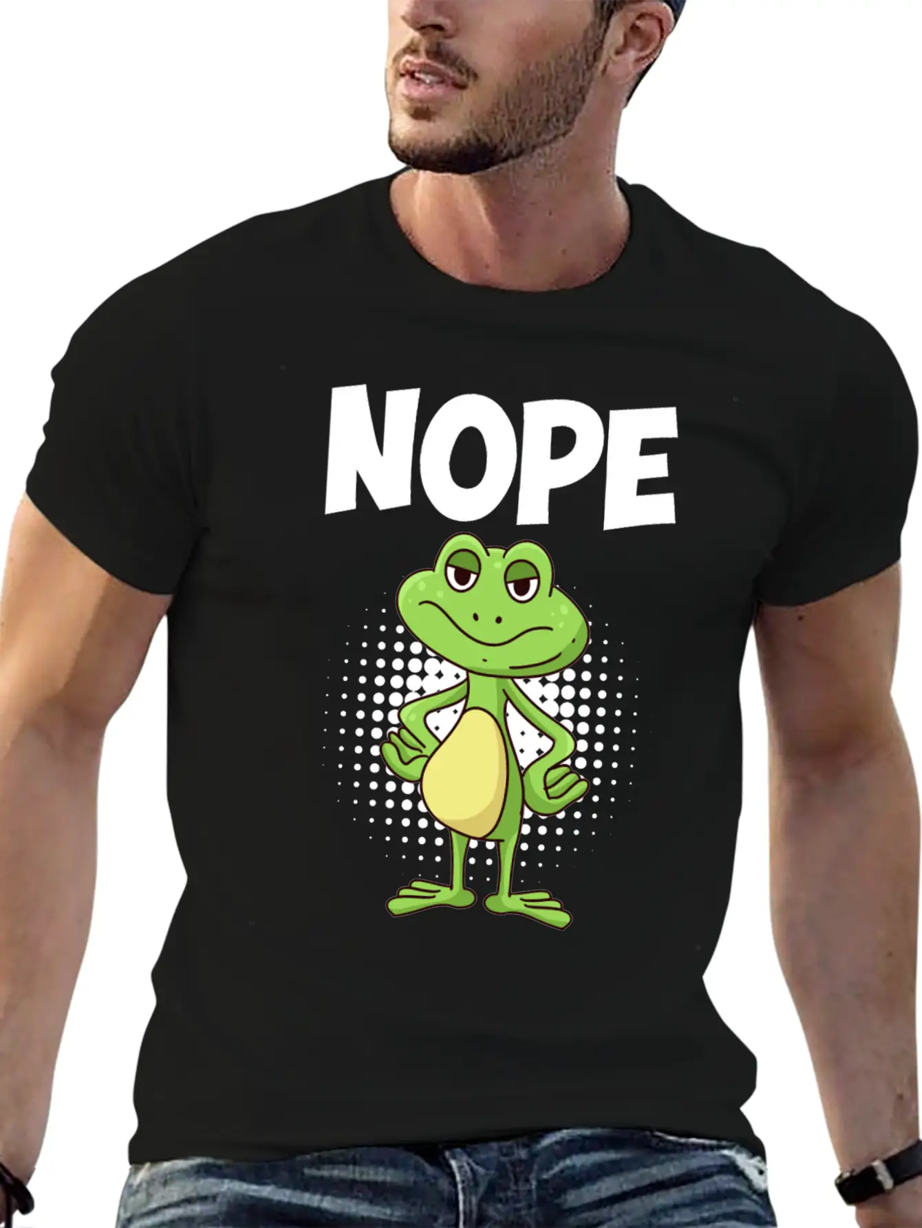 Nope! Humor Frog Sarcasm Simply No Basic Graphic T-Shirt – Daily Comfort In Soft Cotton