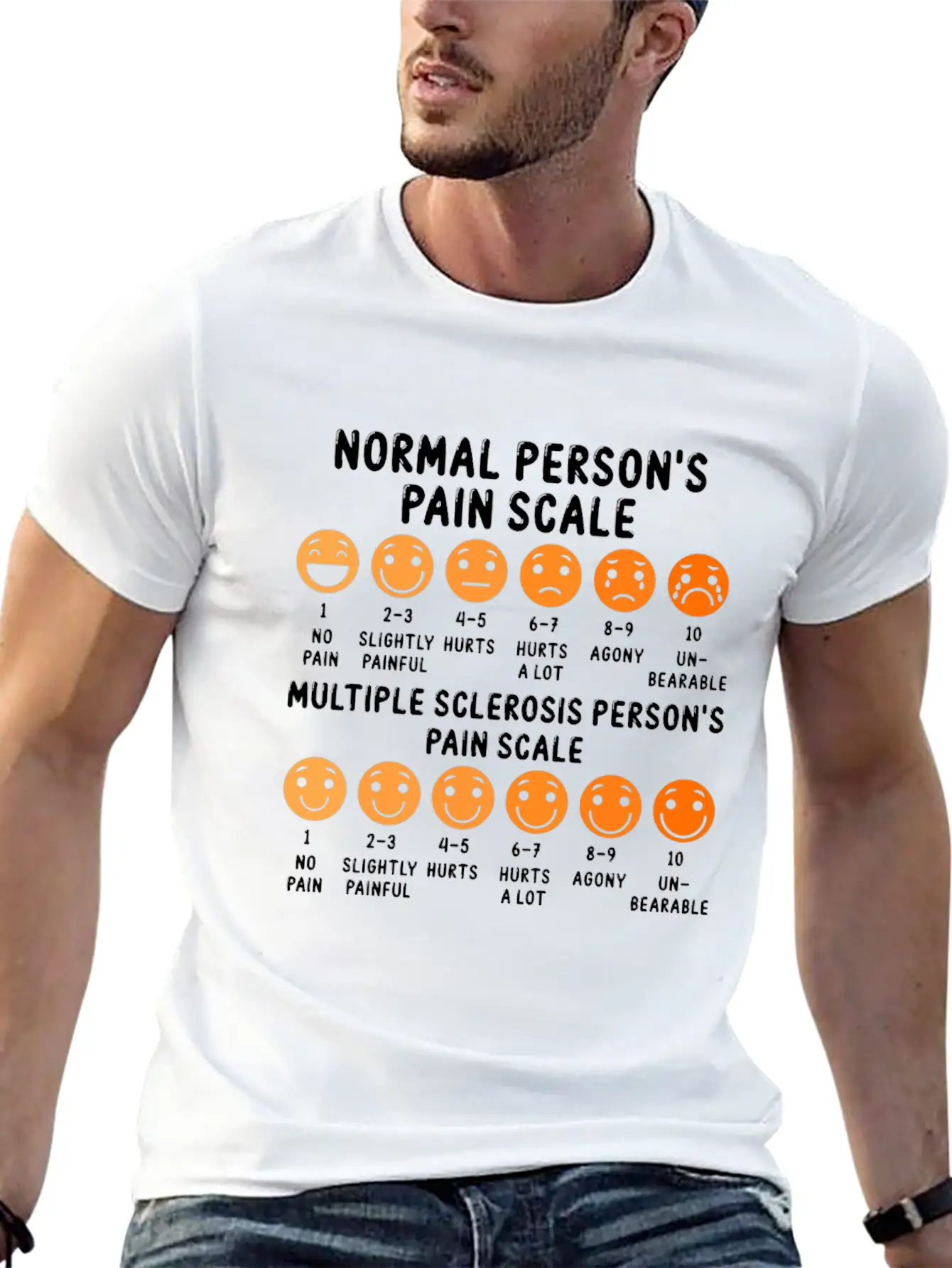 Normal Person S Pain Scale Fun Face Unisex Casual T-Shirt – Clean Design For Daily Comfort