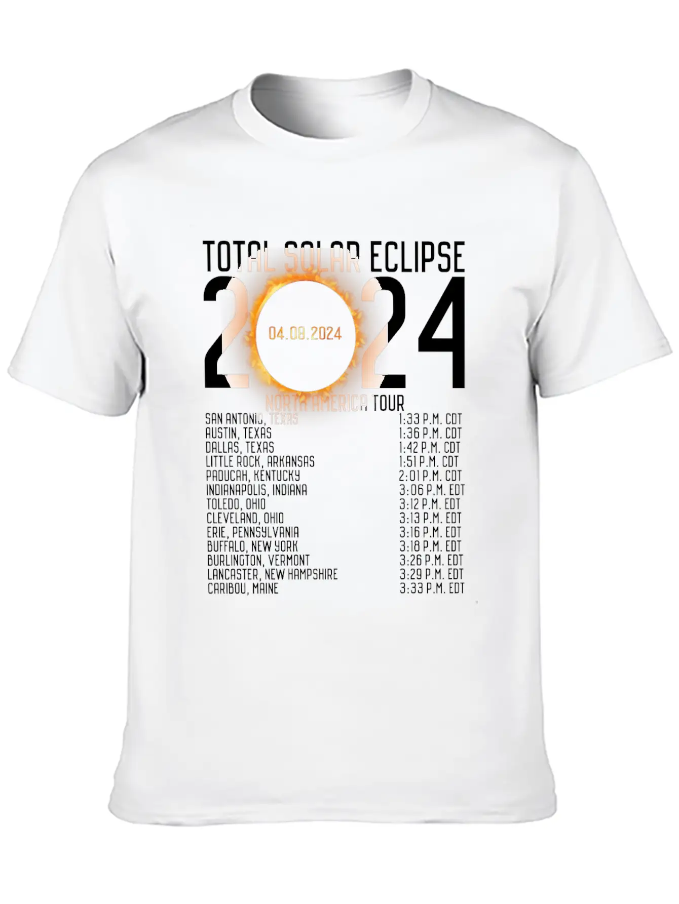 North America Tour 2024 Totality Solar Eclipse Lightweight Cotton T-Shirt – Daily Comfort Graphic Shirt