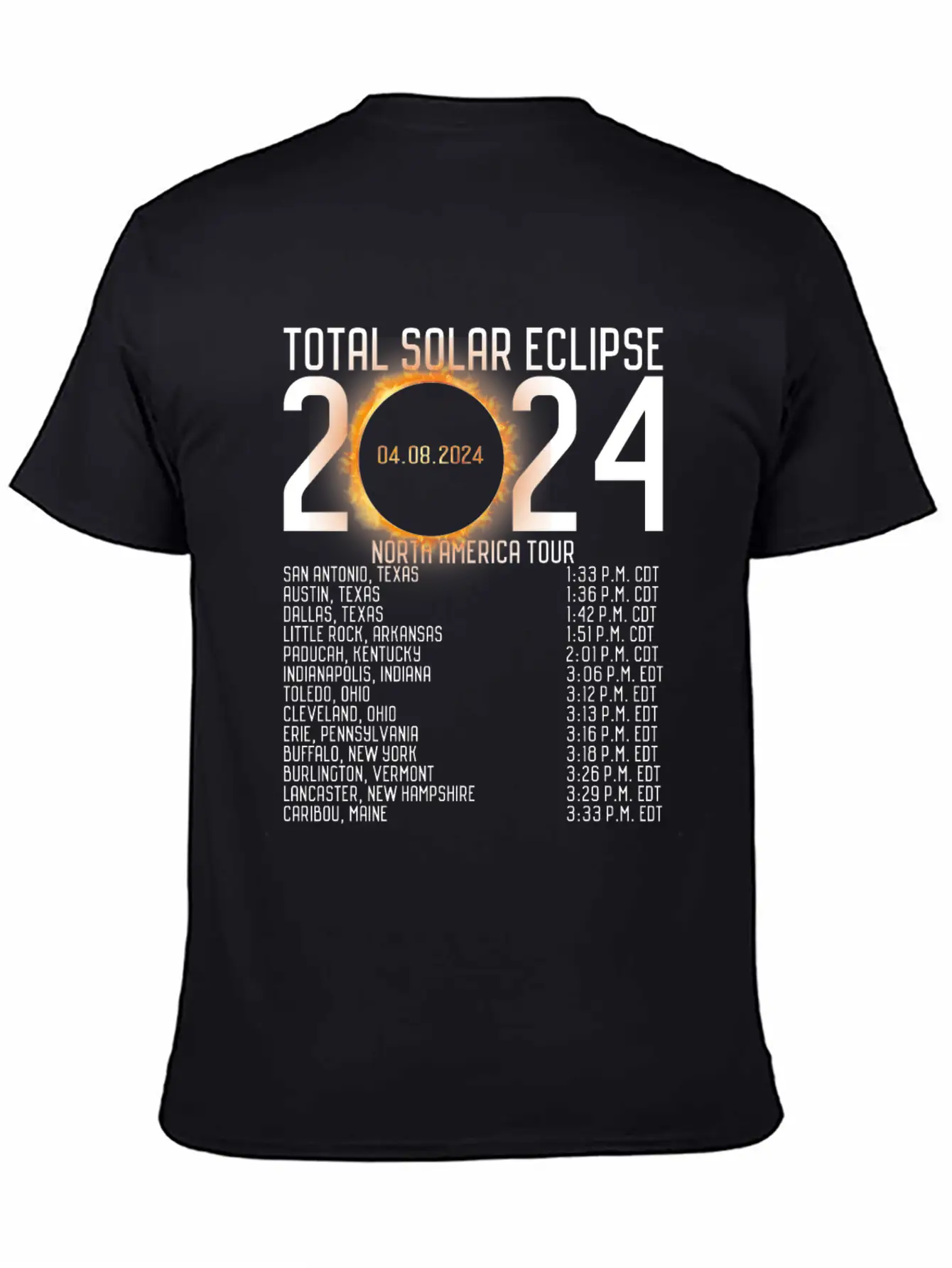 North America Tour 2024 Totality Solar Eclipse Lightweight Cotton T-Shirt – Daily Comfort Graphic Shirt