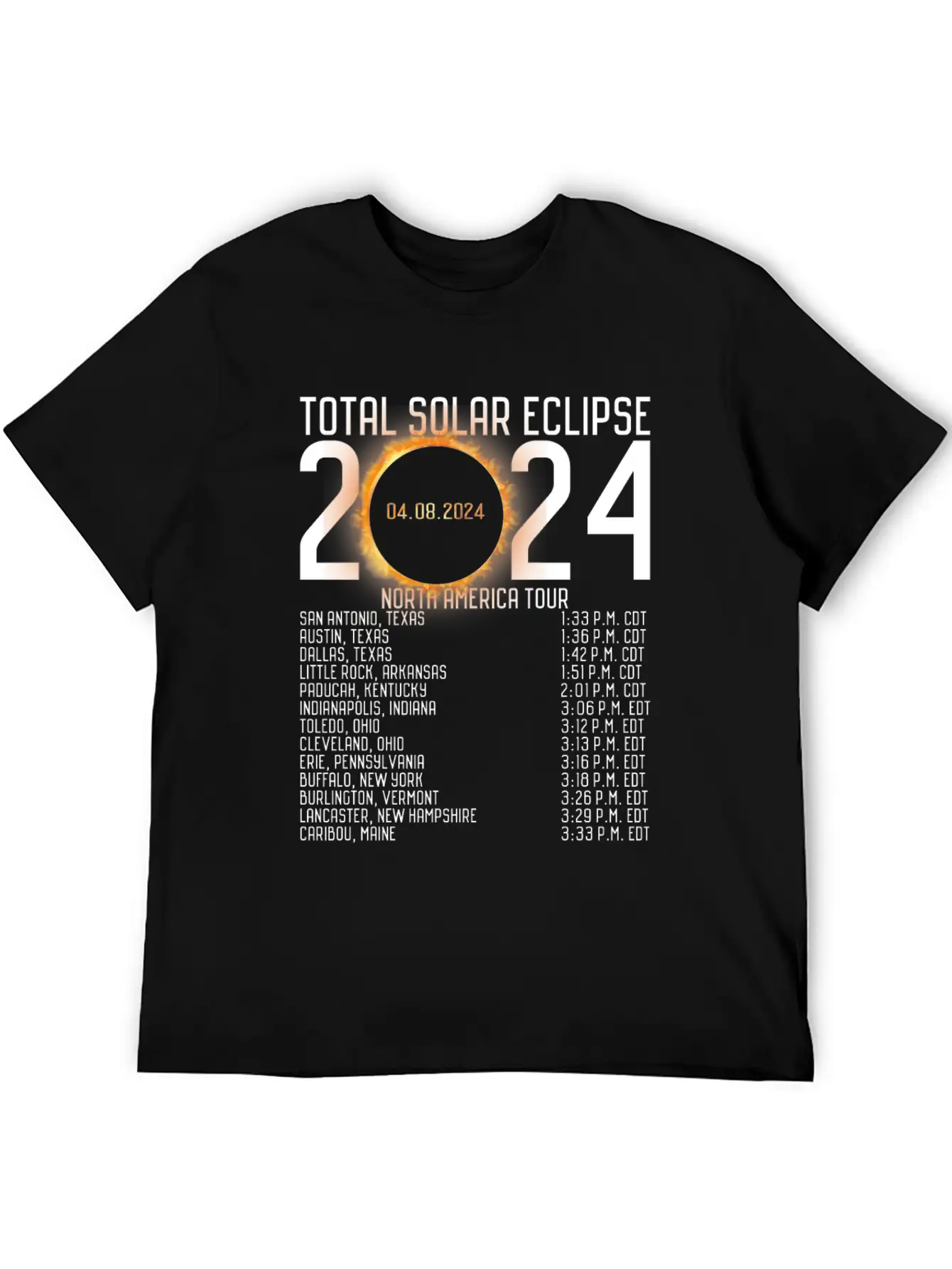 North America Tour 2024 Totality Solar Eclipse Lightweight Cotton T-Shirt – Daily Comfort Graphic Shirt