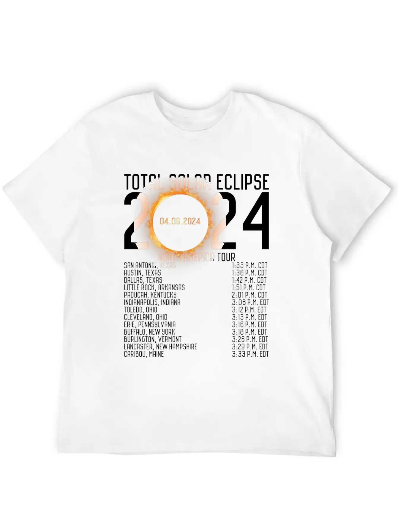 North America Tour 2024 Totality Solar Eclipse Lightweight Cotton T-Shirt – Daily Comfort Graphic Shirt